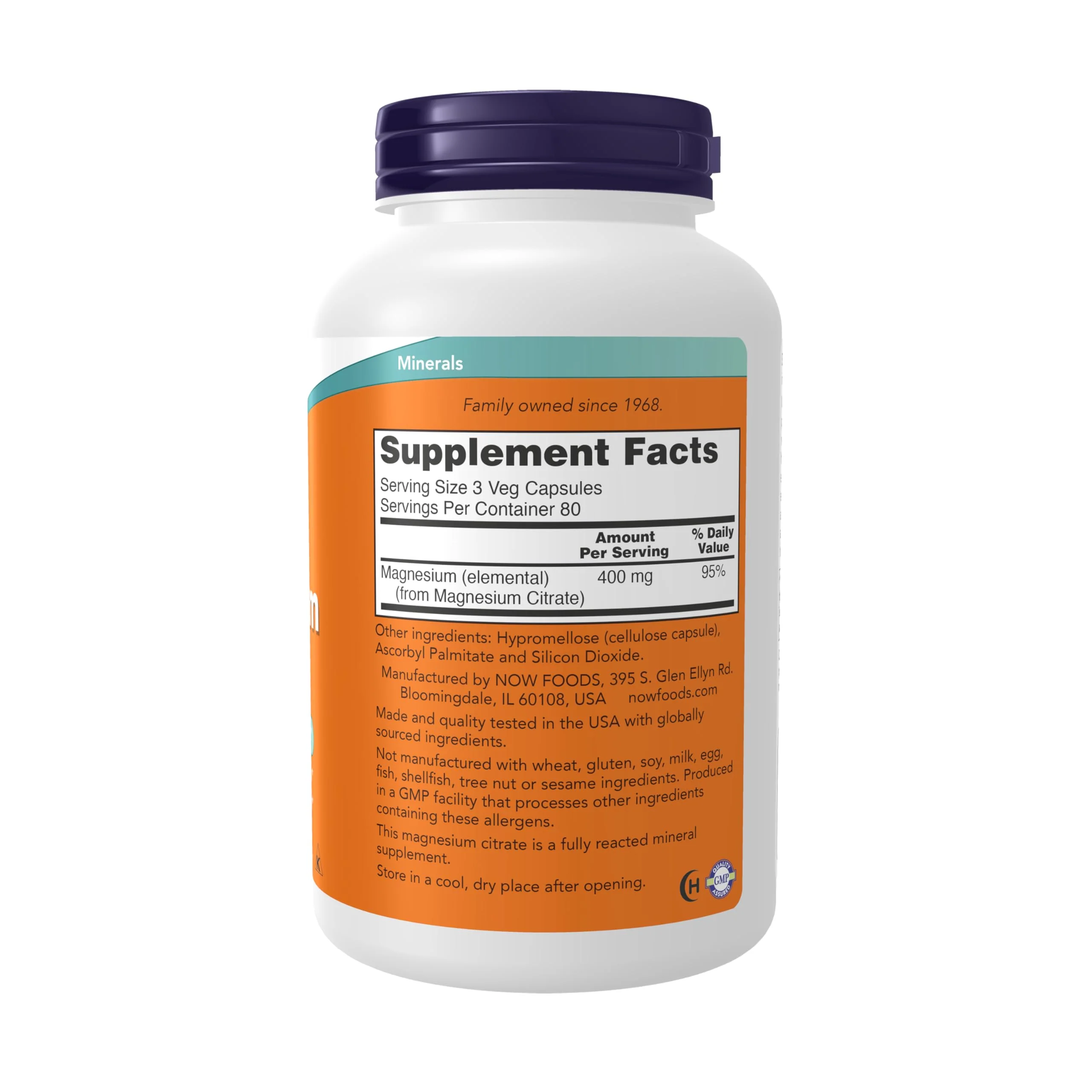 NOW Foods Supplements, Magnesium Citrate, Enzyme Function*, Nervous System Support*, 240 Veg Capsules - Image 2