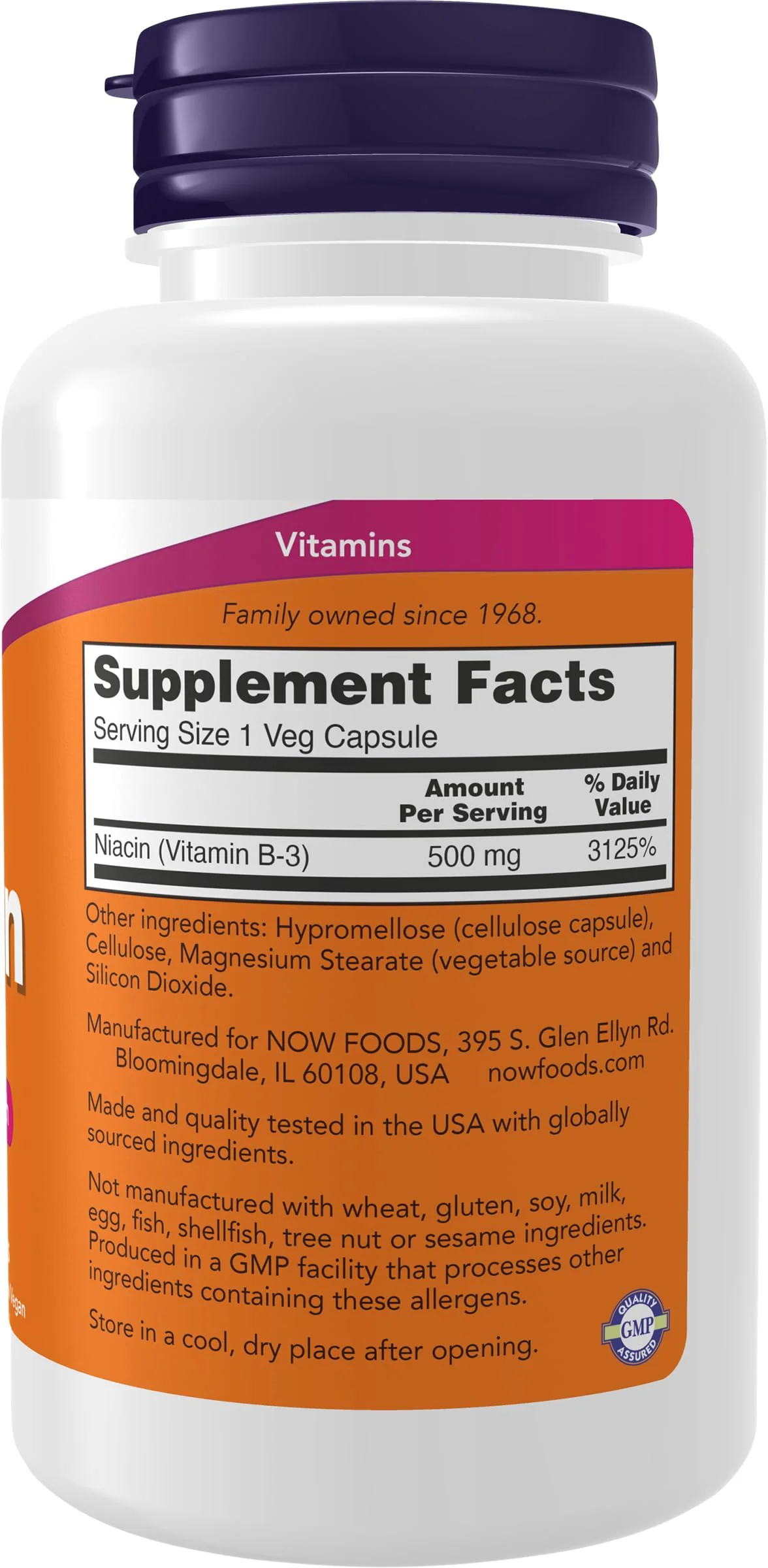 NOW Foods Supplements, Niacin (Vitamin B-3) 500 mg, Essential B-Group Vitamin*, Nutritional Health, 100 Capsules - Image 2