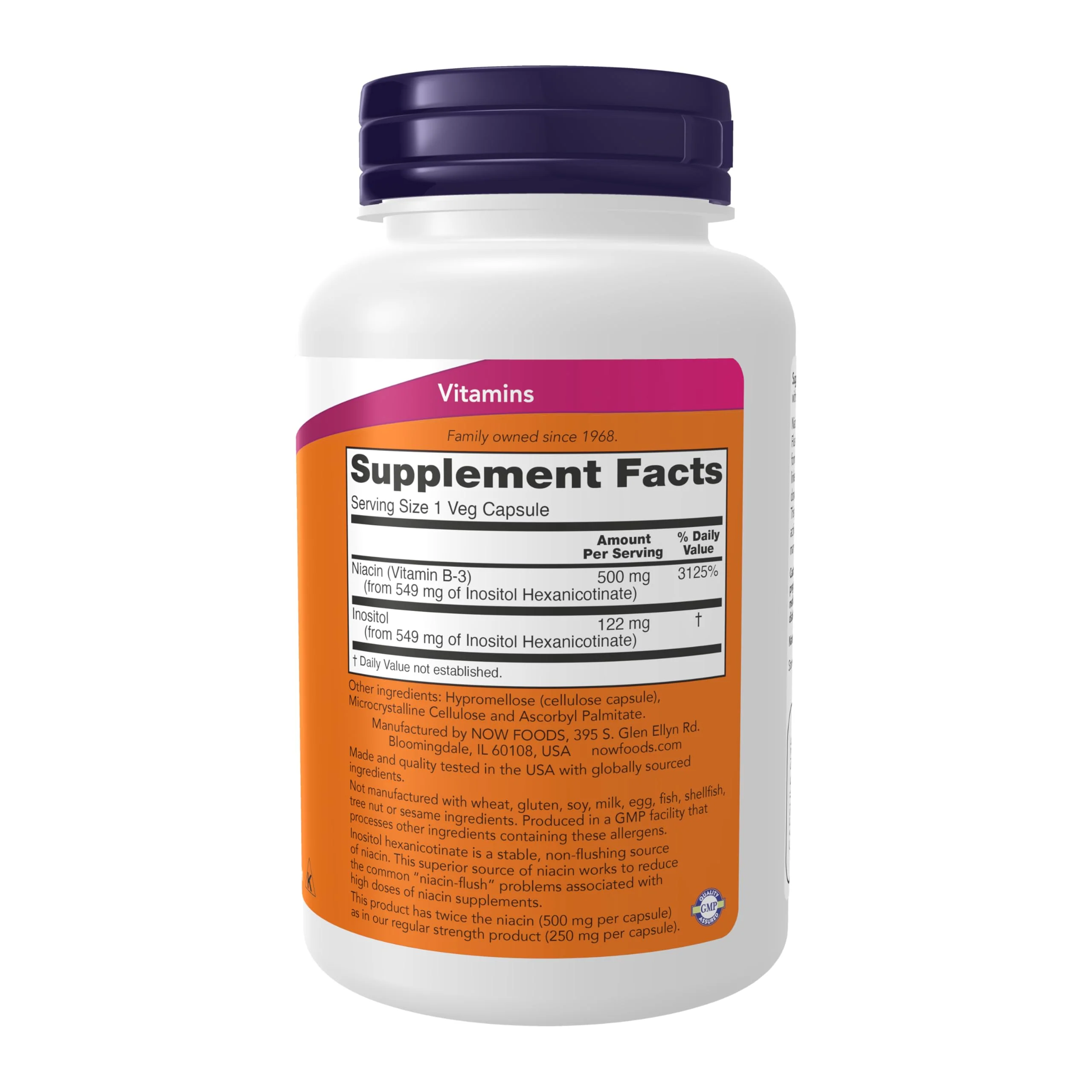 NOW Foods Supplements, Niacin (Vitamin B-3) 500 mg, Flush-Free, Double Strength, Nutritional Health, 90 Veg Capsules - Image 7