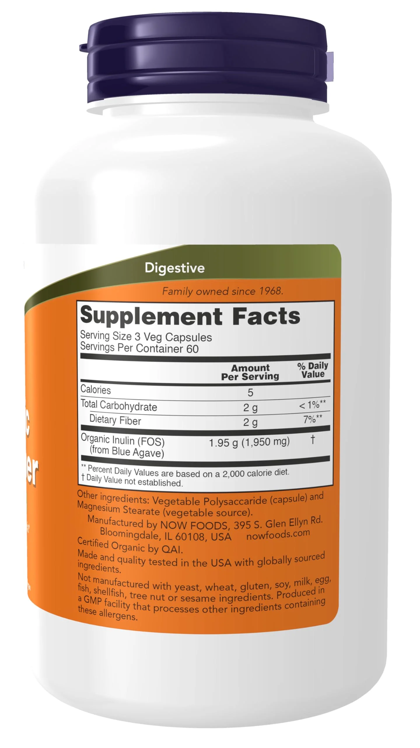 Now Foods Supplements, Prebiotic Inulin Fiber, Intestinal Support*, Nourishes Friendly Bacteria*, Made with Organic Inulin, 180 Veg Capsules - Image 7