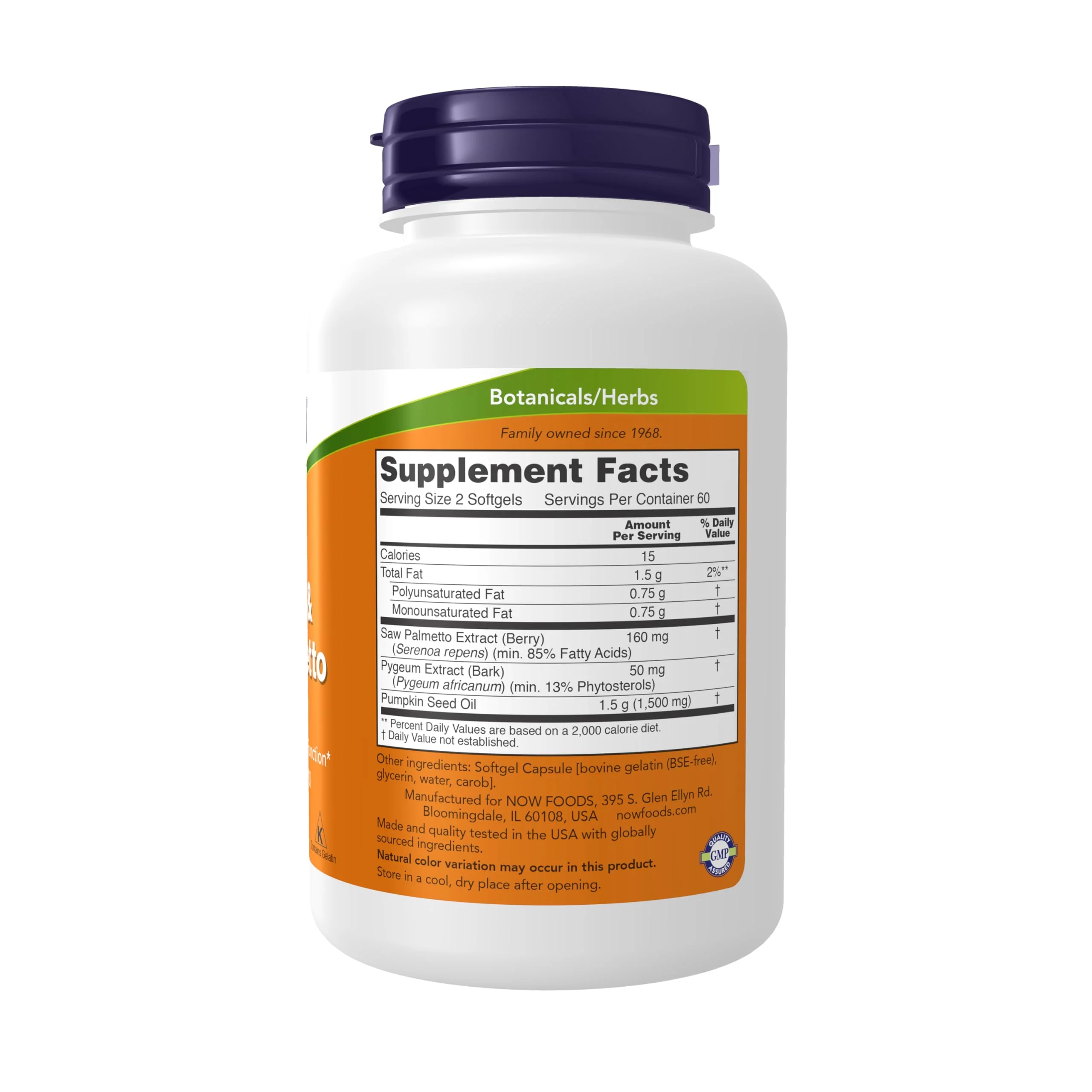 NOW Foods Supplements, Pygeum & Saw Palmetto with Pumpkin Seed Oil, Men's Health*, 120 Count(Pack of 1) - Image 7