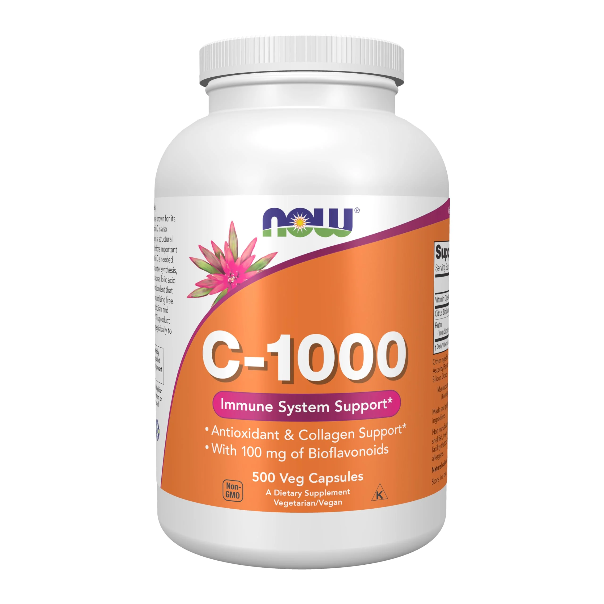 NOW Foods Supplements, Vitamin C-1,000 with 100 mg of Bioflavonoids, Antioxidant Protection*, 500 Veg Capsules