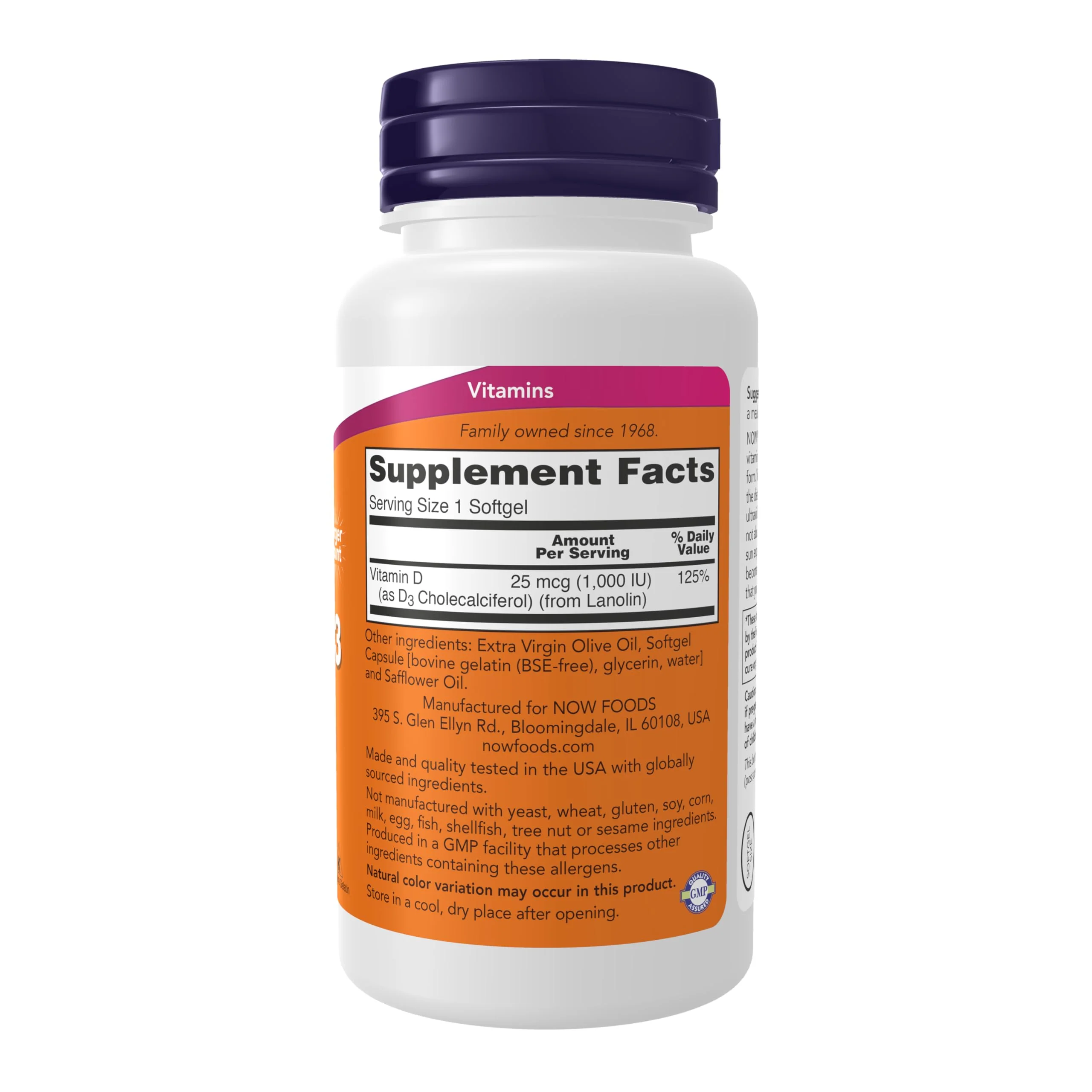 NOW Foods Supplements, Vitamin D-3 1,000 IU, High Potency, Structural Support*, 360 Softgels - Image 7