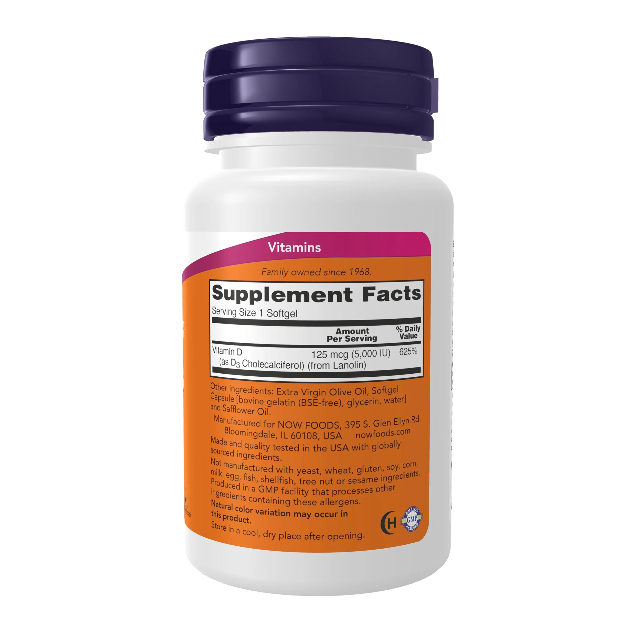 NOW Foods Supplements, Vitamin D-3 5,000 IU, High Potency, Structural Support*, 240 Softgels - Image 8