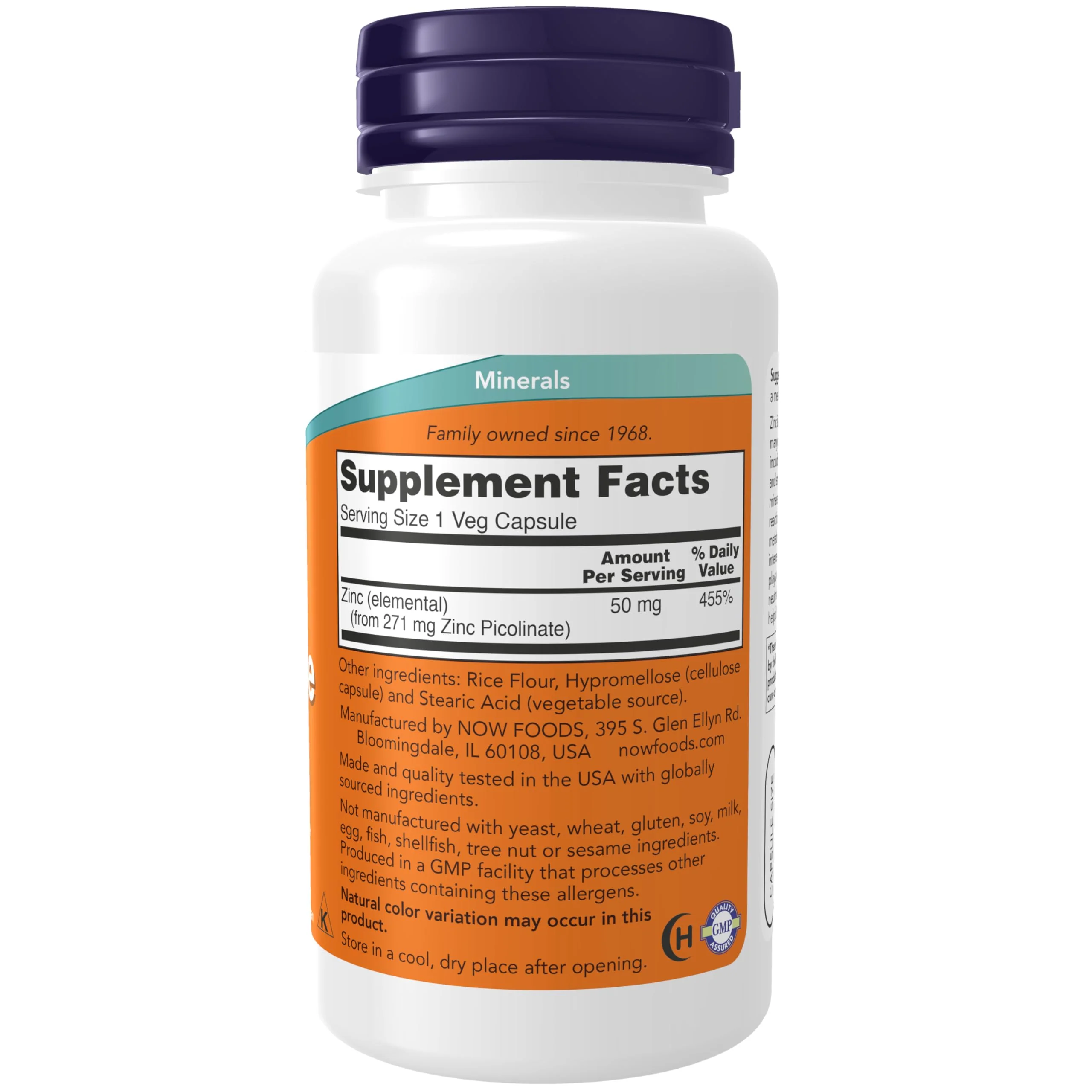 NOW Foods Supplements, Zinc Picolinate 50 mg, Supports Enzyme Functions*, Immune Support*, 120 Veg Capsules (Packaging may vary) - Image 7