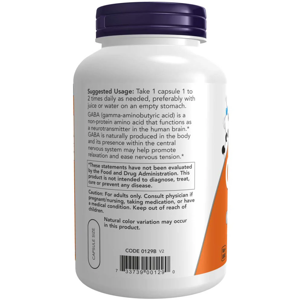 Now GABA 750 mg 200 Veg Capsules - Image 8
