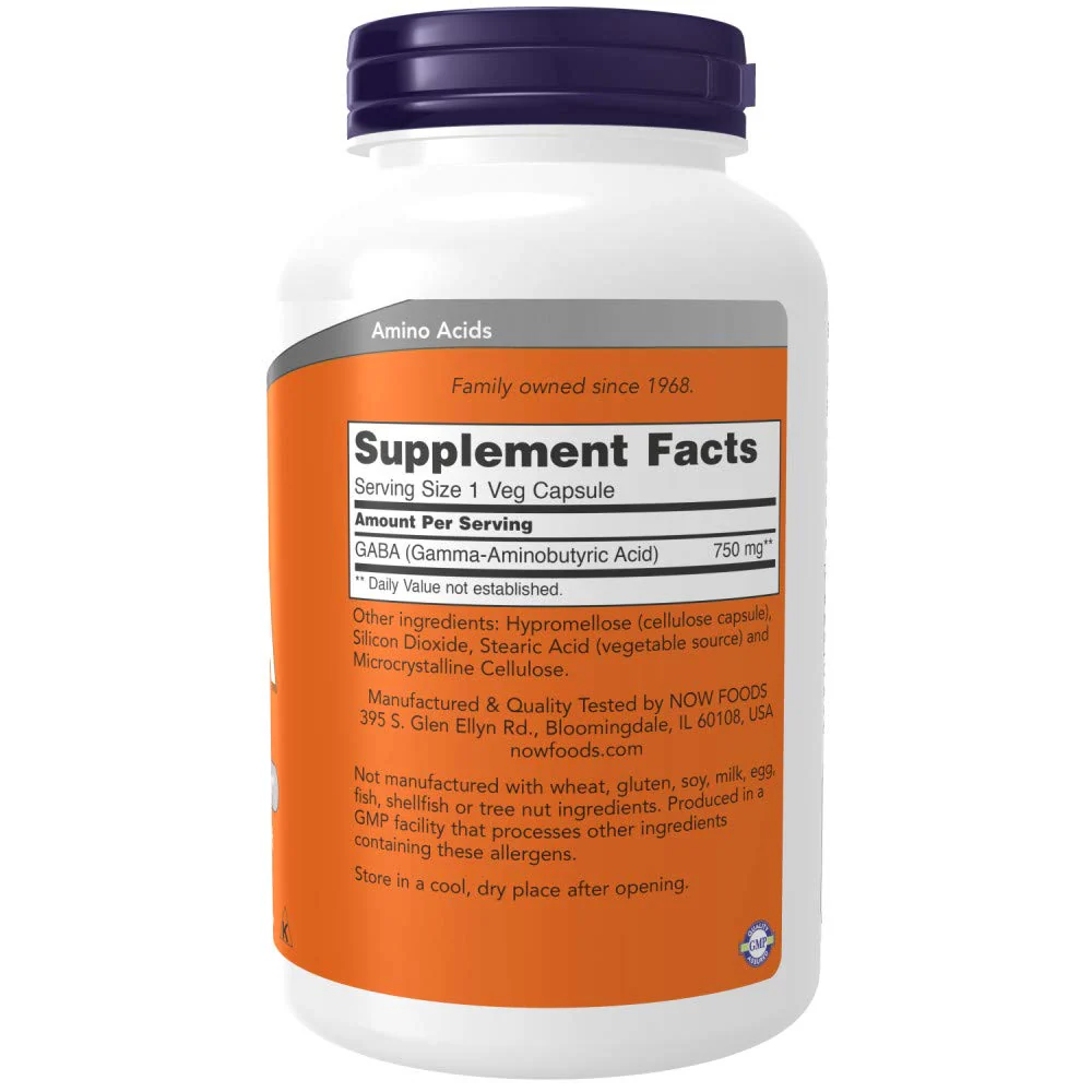 Now GABA 750 mg 200 Veg Capsules - Image 9