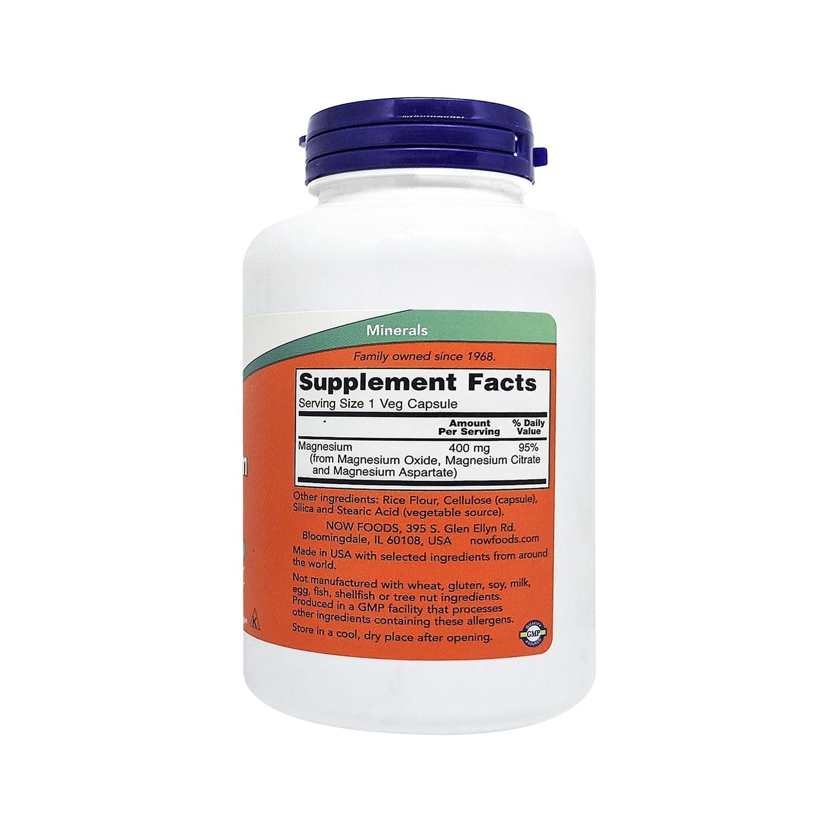 NOW Magnesium 400mg, 180 Veg Capsules - Image 3