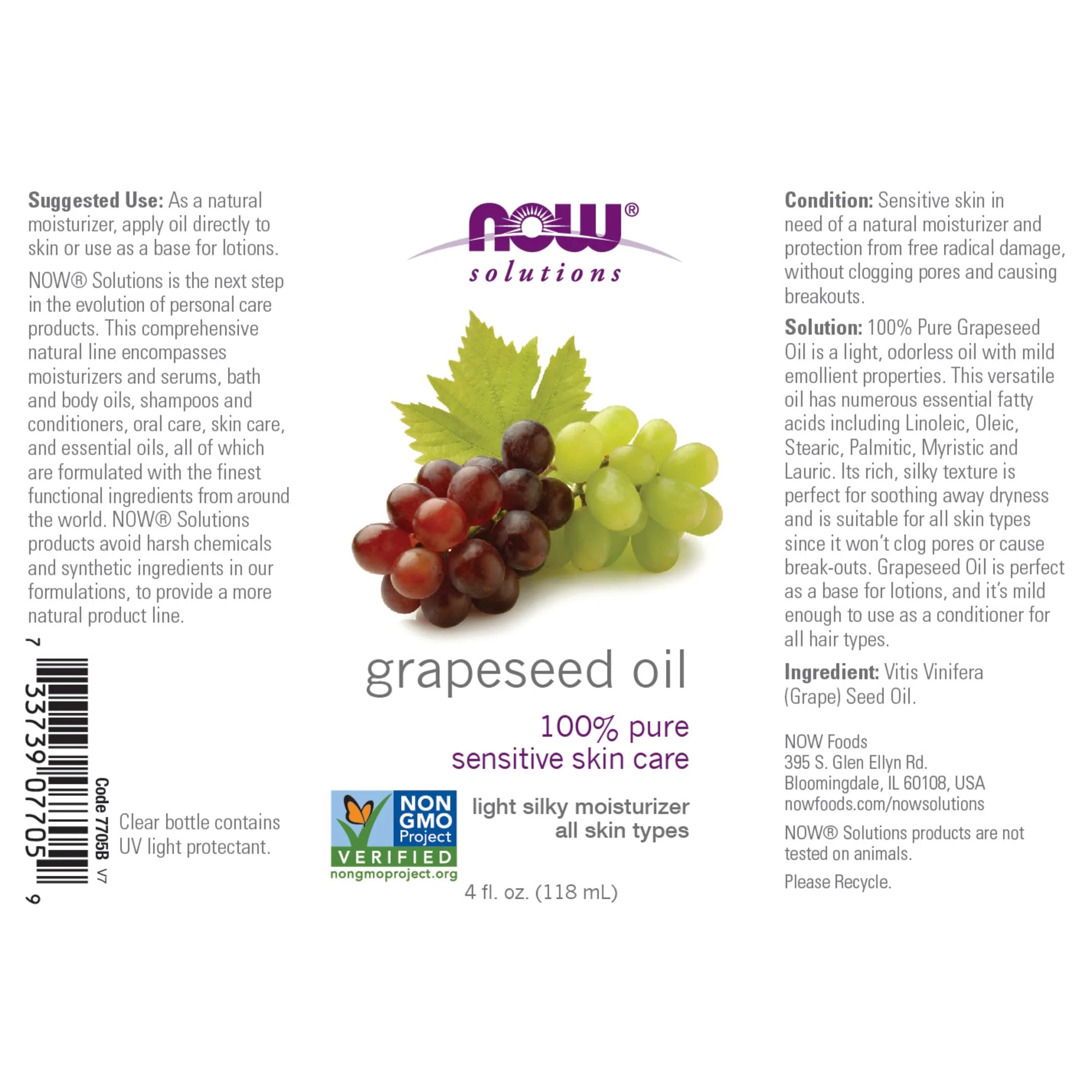 NOW Solutions, Grapeseed Oil, Skin Care for Sensitive Skin, Light Silky Moisturizer for All Skin Types, 4-Ounce (Pack of 2) - Image 7