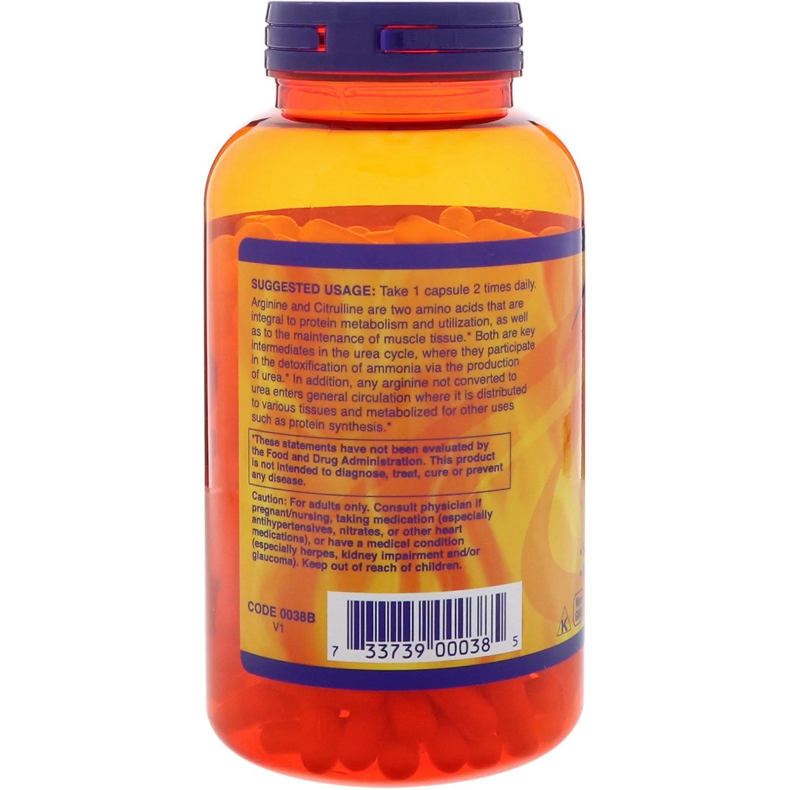 NOW Sports Nutrition, Arginine & Citrulline 500 mg/ 250 mg, Amino Acids, 240 Veg Capsules - Image 2