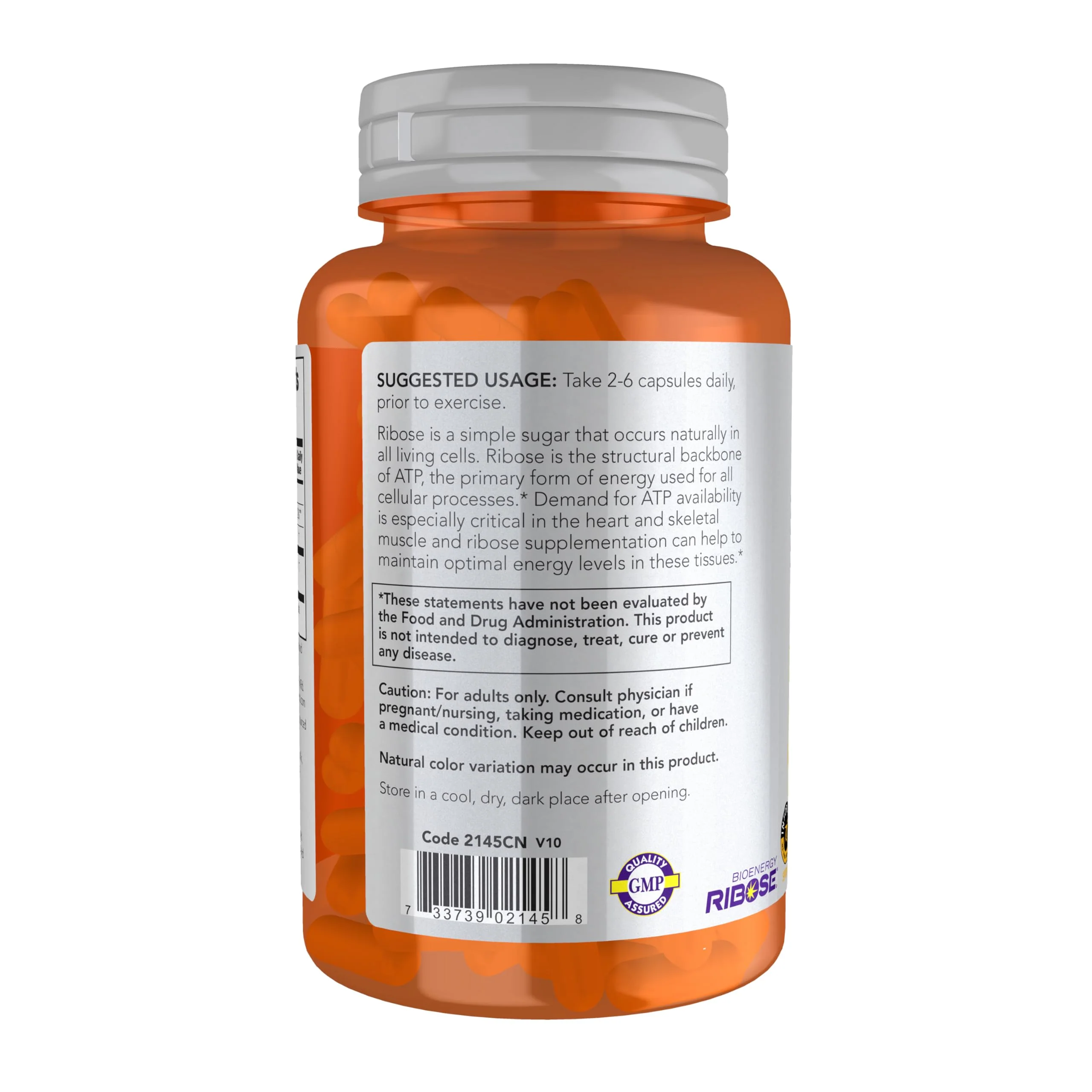 NOW Sports Nutrition, D-Ribose 750 mg, Certified Non-GMO, Energy Production*, 120 Veg Capsules - Image 6