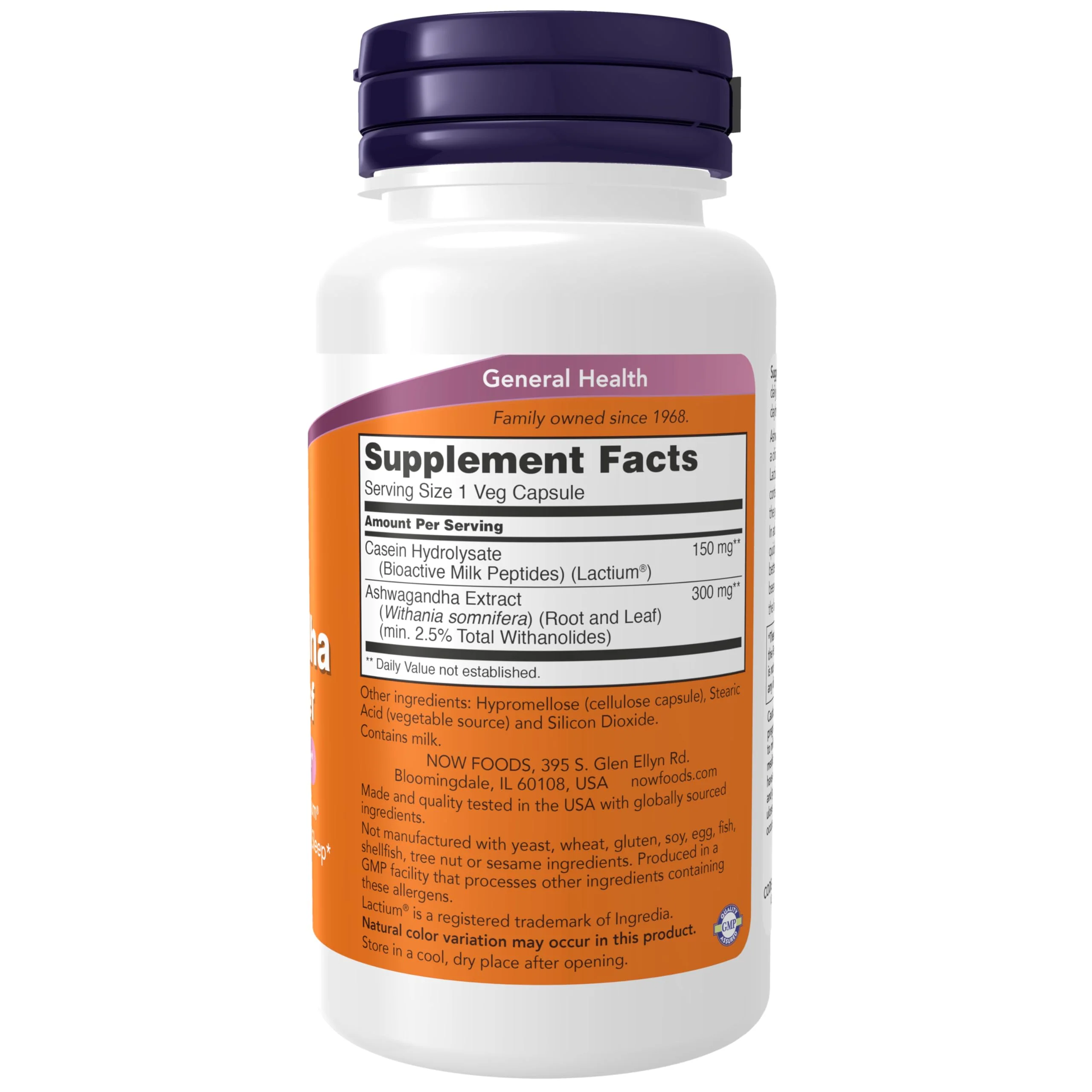 Now Supplements, Ashwagandha Stress Relief, Mood and Sleep Support*, with Clinically Studied Lactium®, Promotes Relaxation & Restful Sleep*, 60 Veg Capsules - Image 8