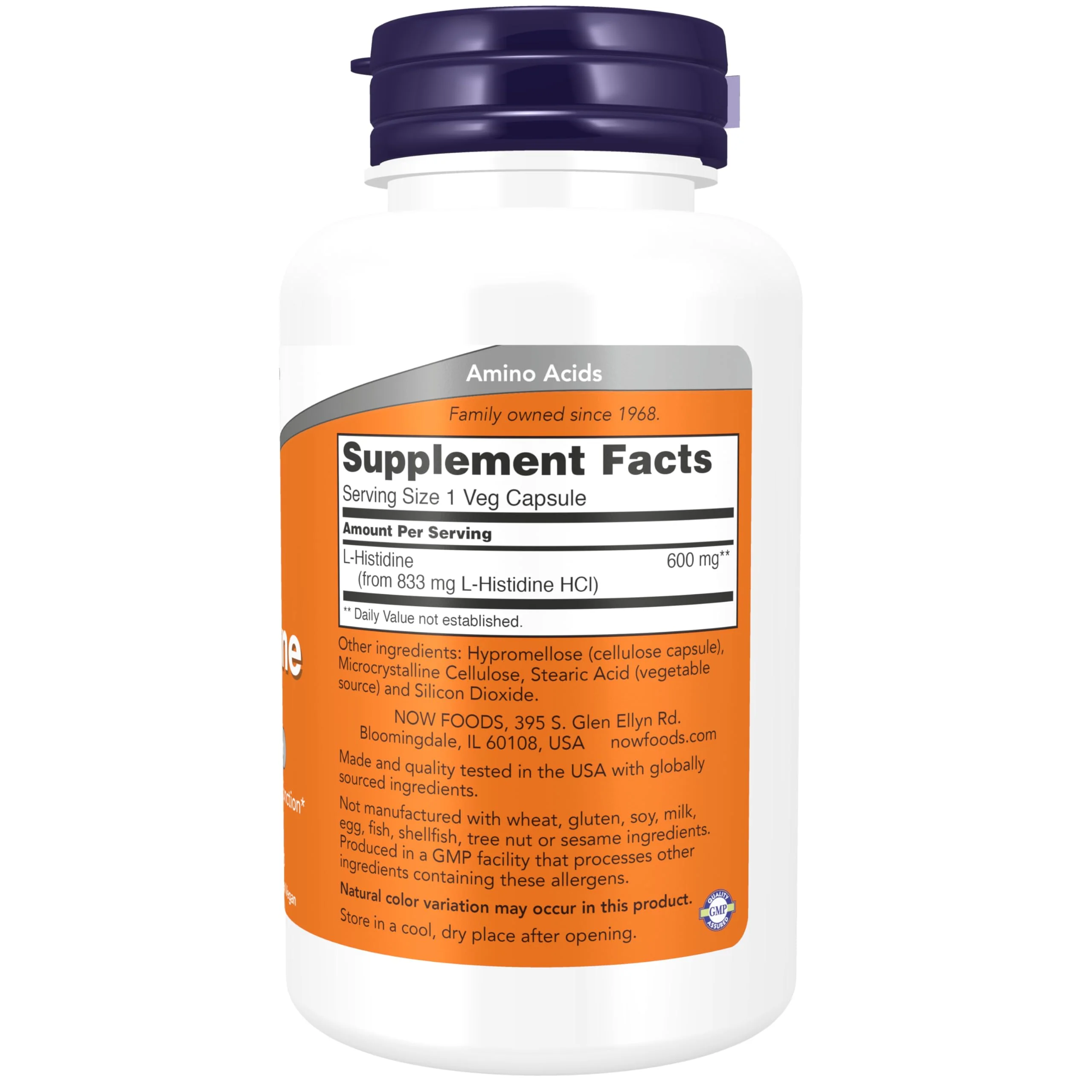 Now Supplements, L-Histidine 600 mg, Essential Amino Acid, Critical for Normal Brain Function*, Immune System Support*, 60 Veg Capsules - Image 7