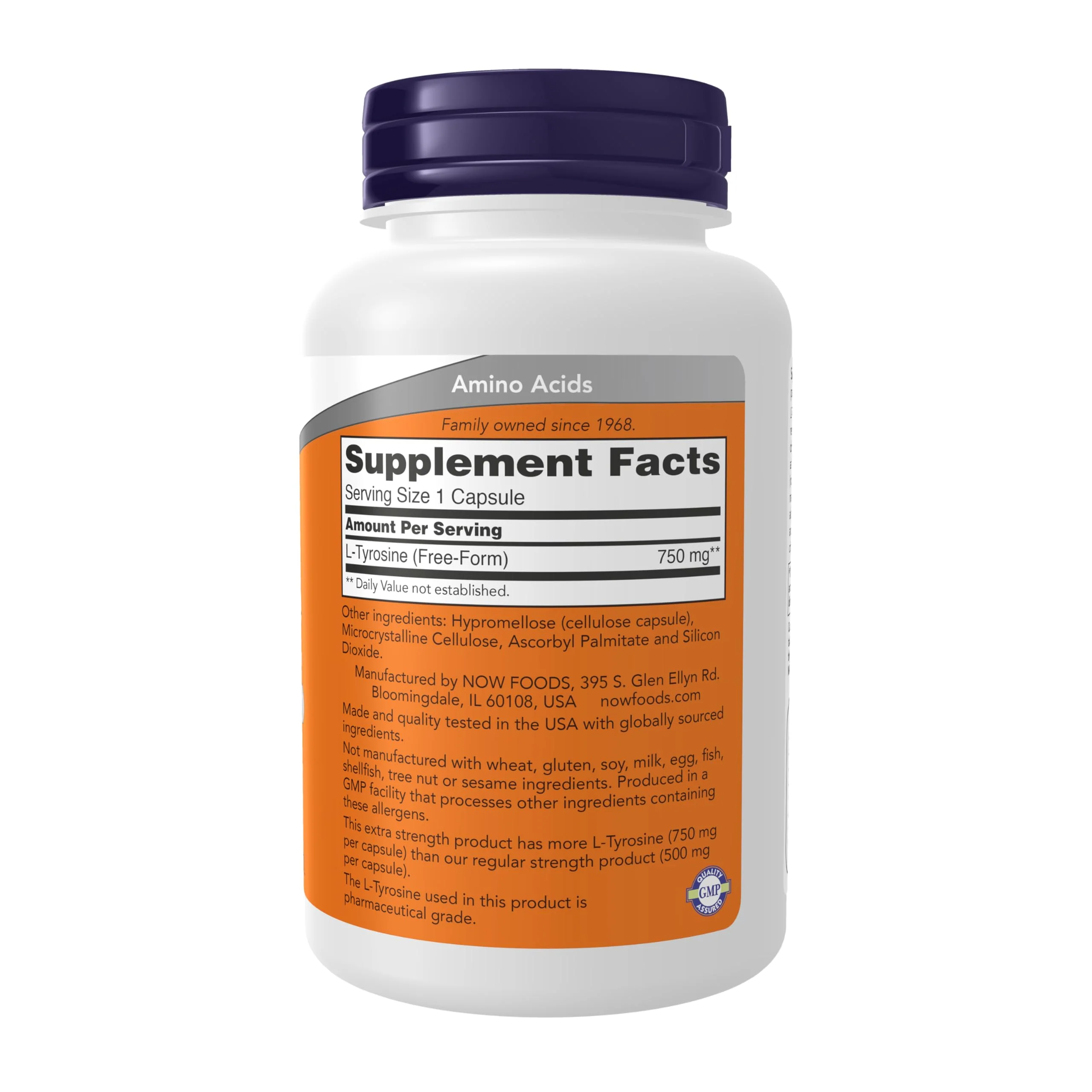 NOW Supplements, L-Tyrosine 750 mg, Supports Mental Alertness*, Neurotransmitter Support*, 90 Veg Capsules - Image 7