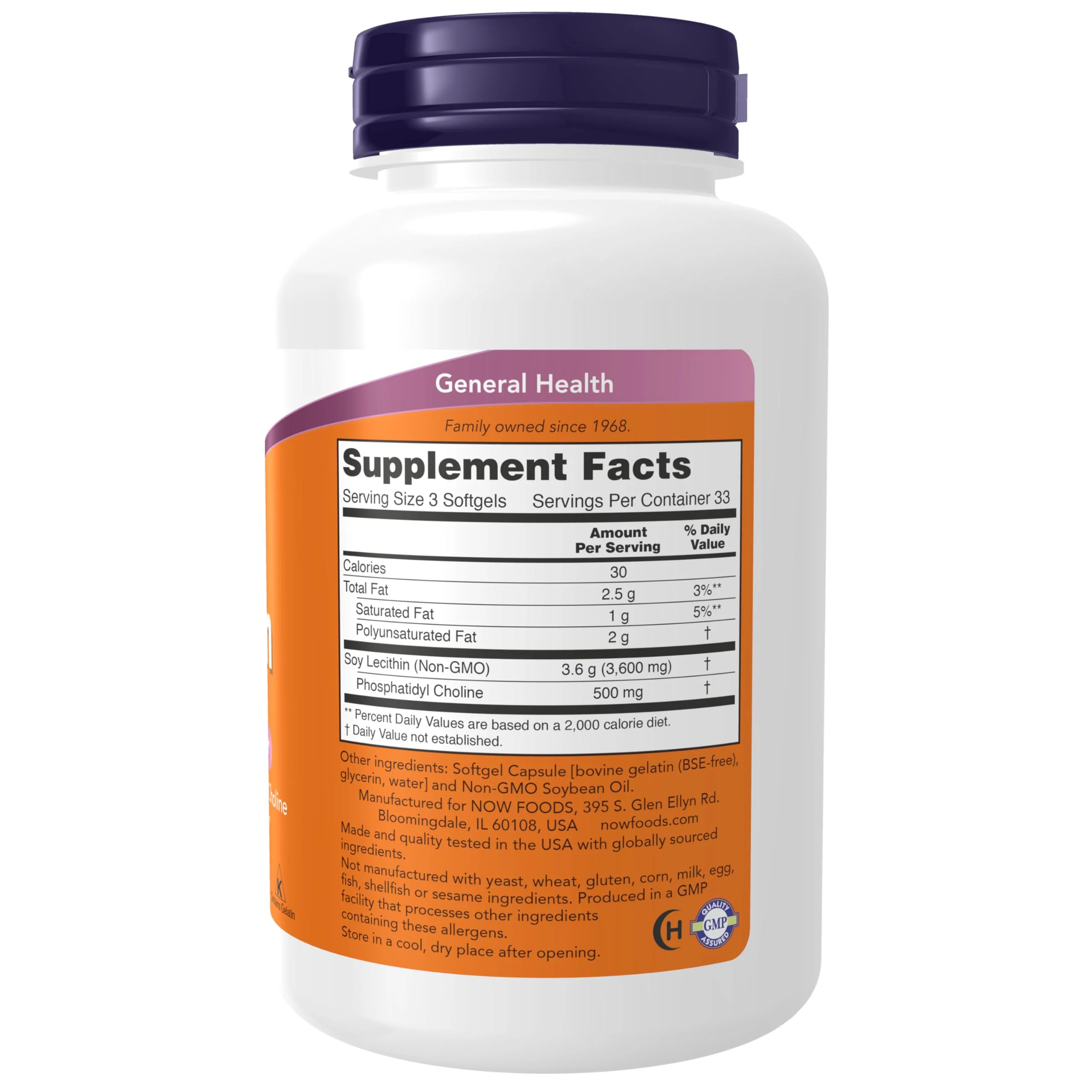 NOW Supplements, Lecithin 1200 mg with naturally occurring Phosphatidyl Choline, 100 Softgels - Image 7