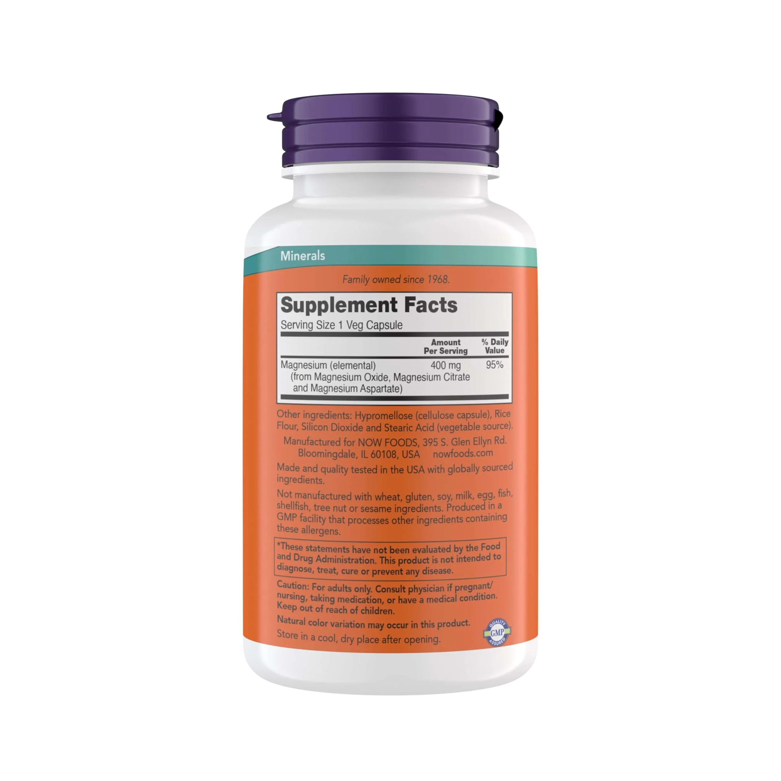 Now Supplements Magnesium 400mg - Enzyme Function*, Nervous System Support* - Magnesium Supplement for Men and Women, Kosher, Vegan, 360 Veg Capsules - Image 8