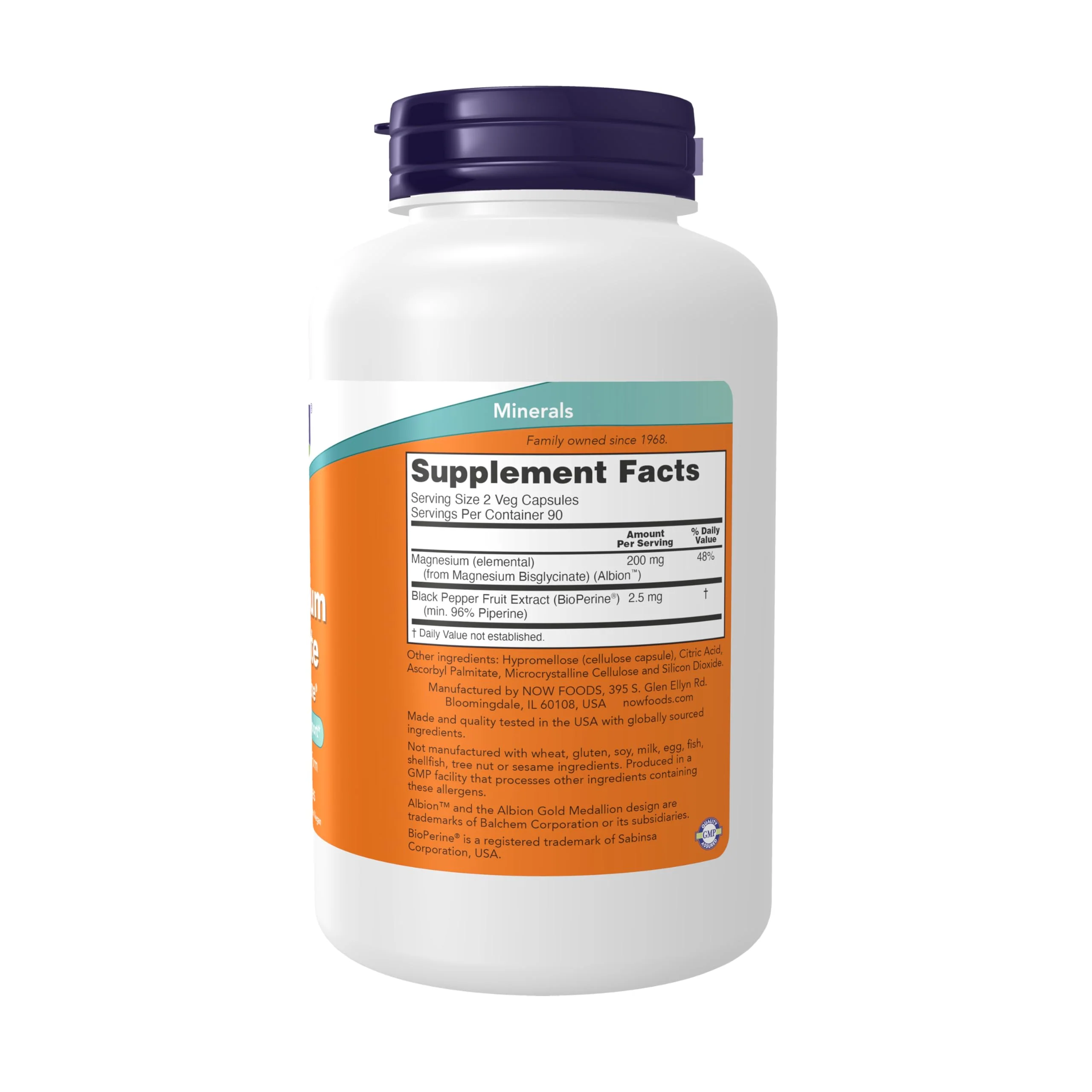 Now Supplements, Magnesium Glycinate with BioPerine, 180 Veg Capsules - Image 8