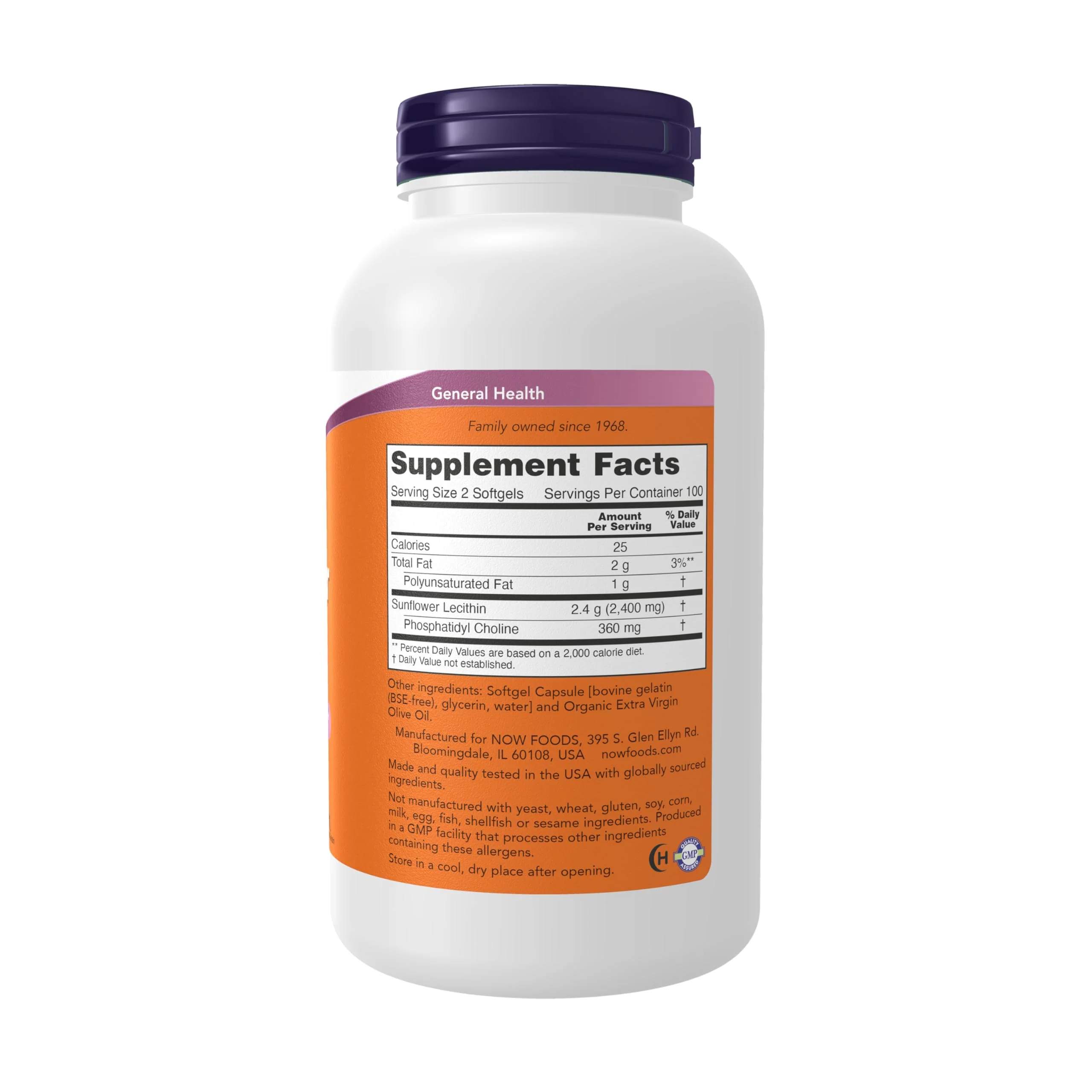NOW Supplements, Sunflower Lecithin 1200 mg with Phosphatidyl Choline, 200 Softgels - Image 7
