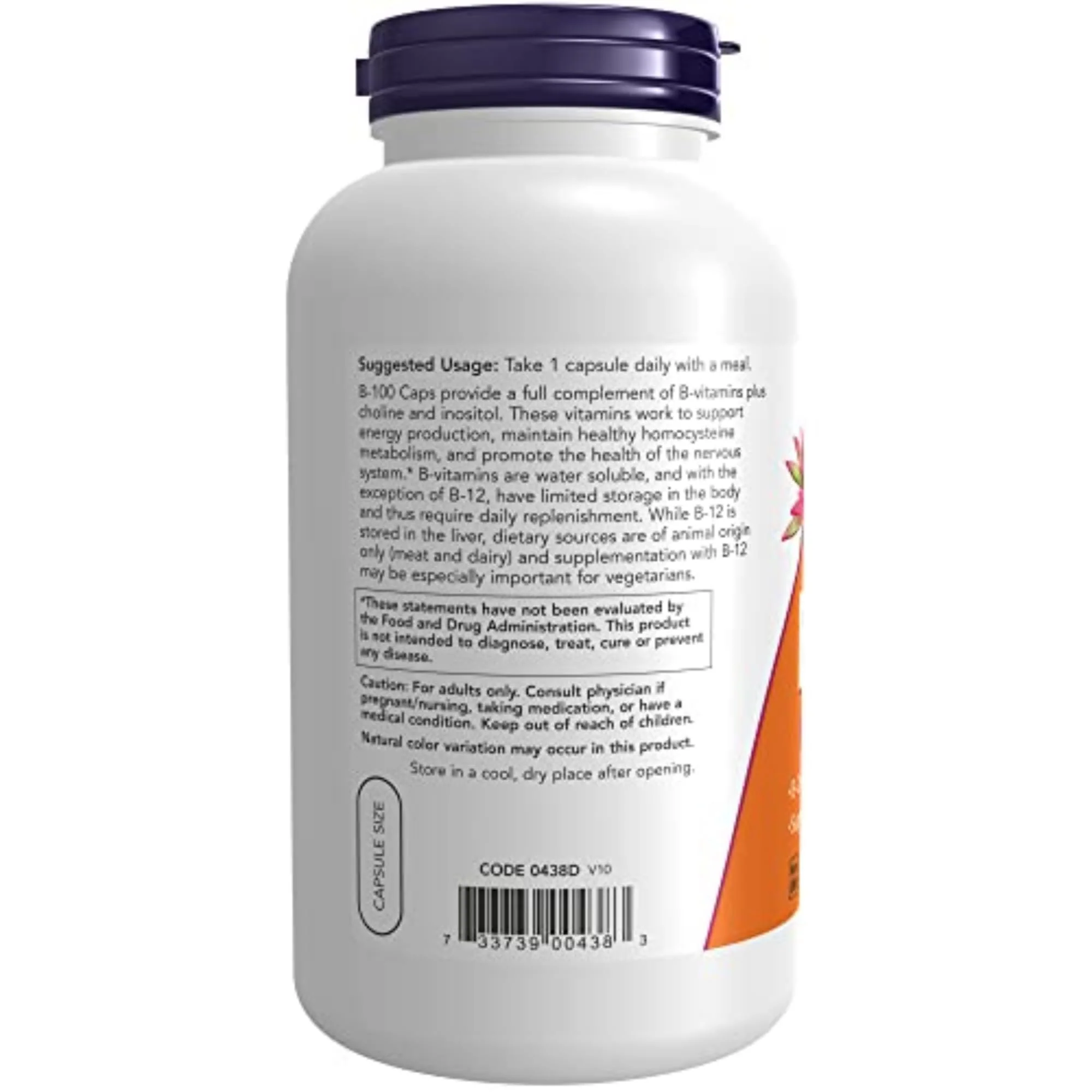 NOW Supplements, Vitamin B-100, Energy Production*, Nervous System Health*, 250 Veg Capsules - Image 7
