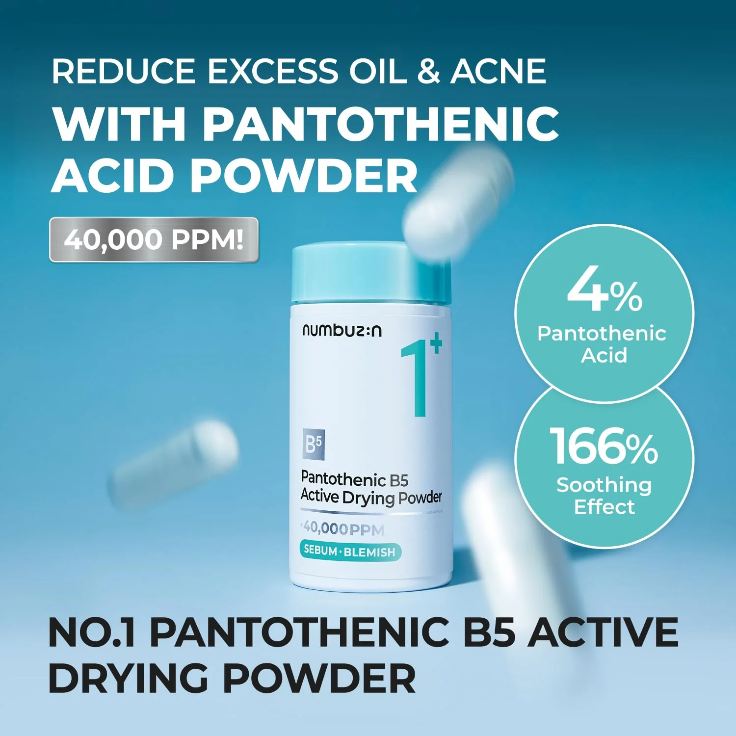 numbuzin No.1 Powder | Pantothenic B5 Active Drying Powder | Spot Treatment Acne, Pantothenic Acid, Niacinamide, Madecassoside | Excess Oil Control, Flattens Cystic Acne, Breakouts | 0.24 oz. - Image 9