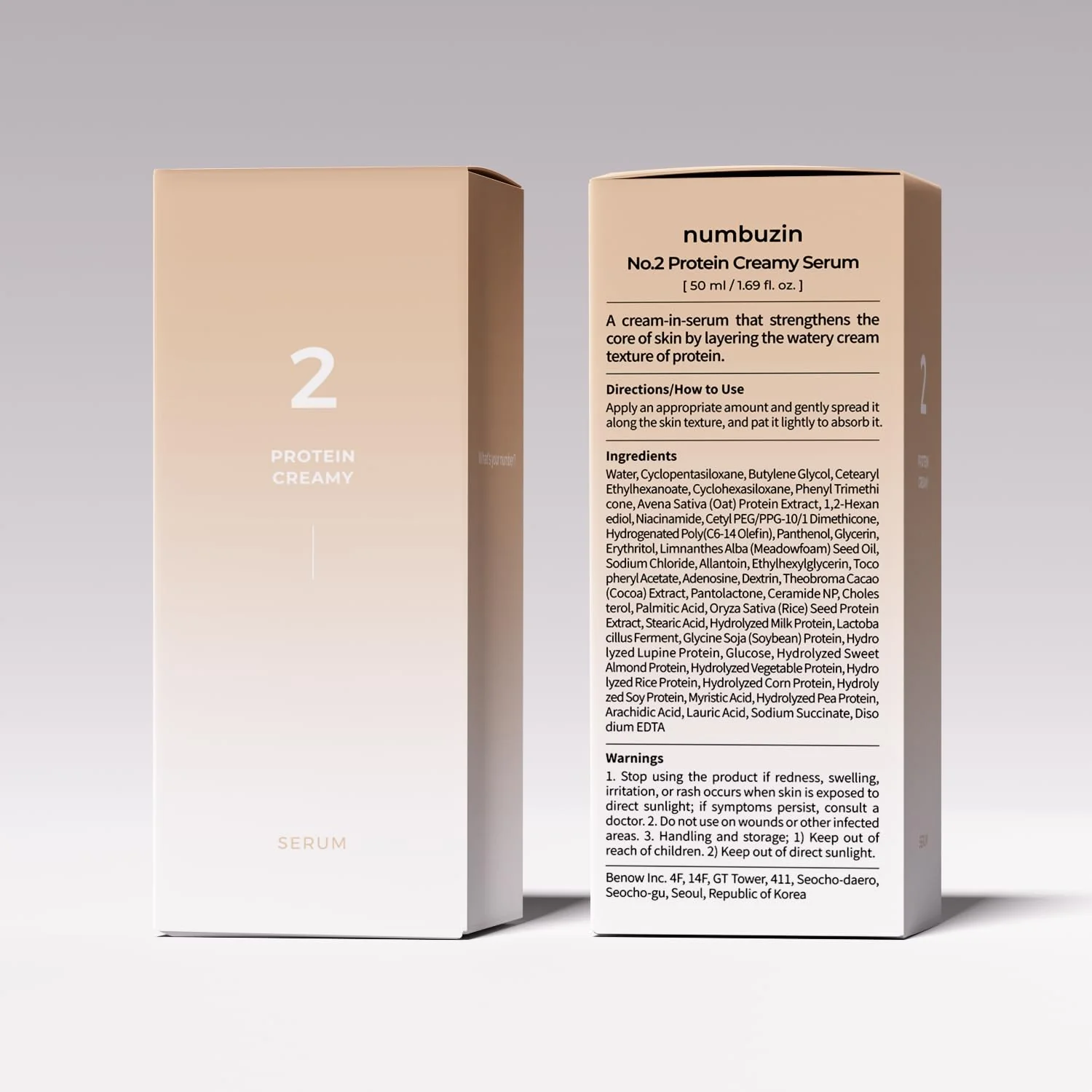 numbuzin No.2 Serum | Creamy 43% Protein Serum | Oat Protein, Ceramide, Panthenol for Skin Barrier | Korean Skincare for Sensitive, Loose Skin | 1.69 fl. oz. - Image 3