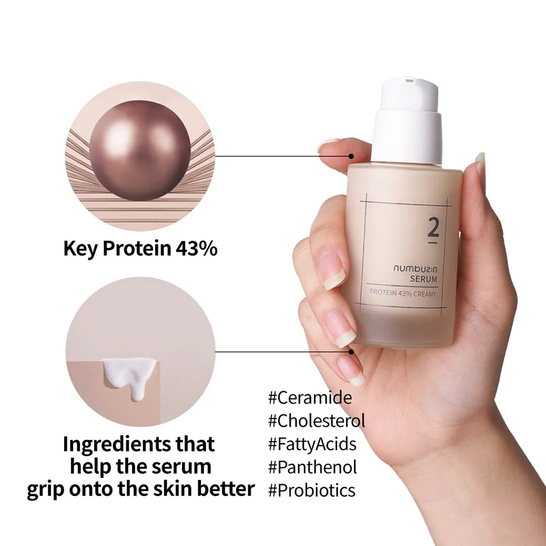 numbuzin No.2 Serum | Creamy 43% Protein Serum | Oat Protein, Ceramide, Panthenol for Skin Barrier | Korean Skincare for Sensitive, Loose Skin | 1.69 fl. oz. - Image 4