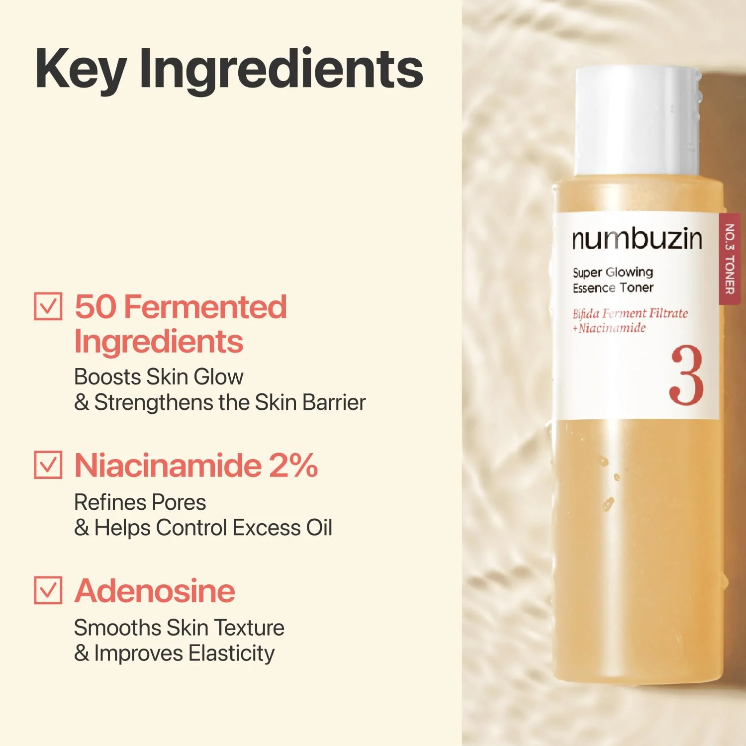numbuzin No.3 Super Glowing Essence Toner, Fermented Toner for Skin Glow & Texture, Bifida, Niacinamide, Hydrating, Radiance-Boosting Essence, Zero Pore Care, 6.76 fl oz (200ml) - Image 8