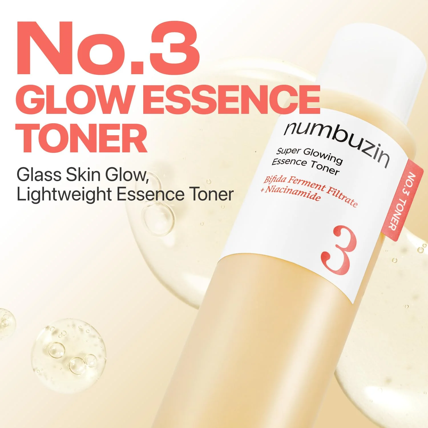 numbuzin No.3 Super Glowing Essence Toner, Fermented Toner for Skin Glow & Texture, Bifida, Niacinamide, Hydrating, Radiance-Boosting Essence, Zero Pore Care, 6.76 fl oz (200ml) - Image 9