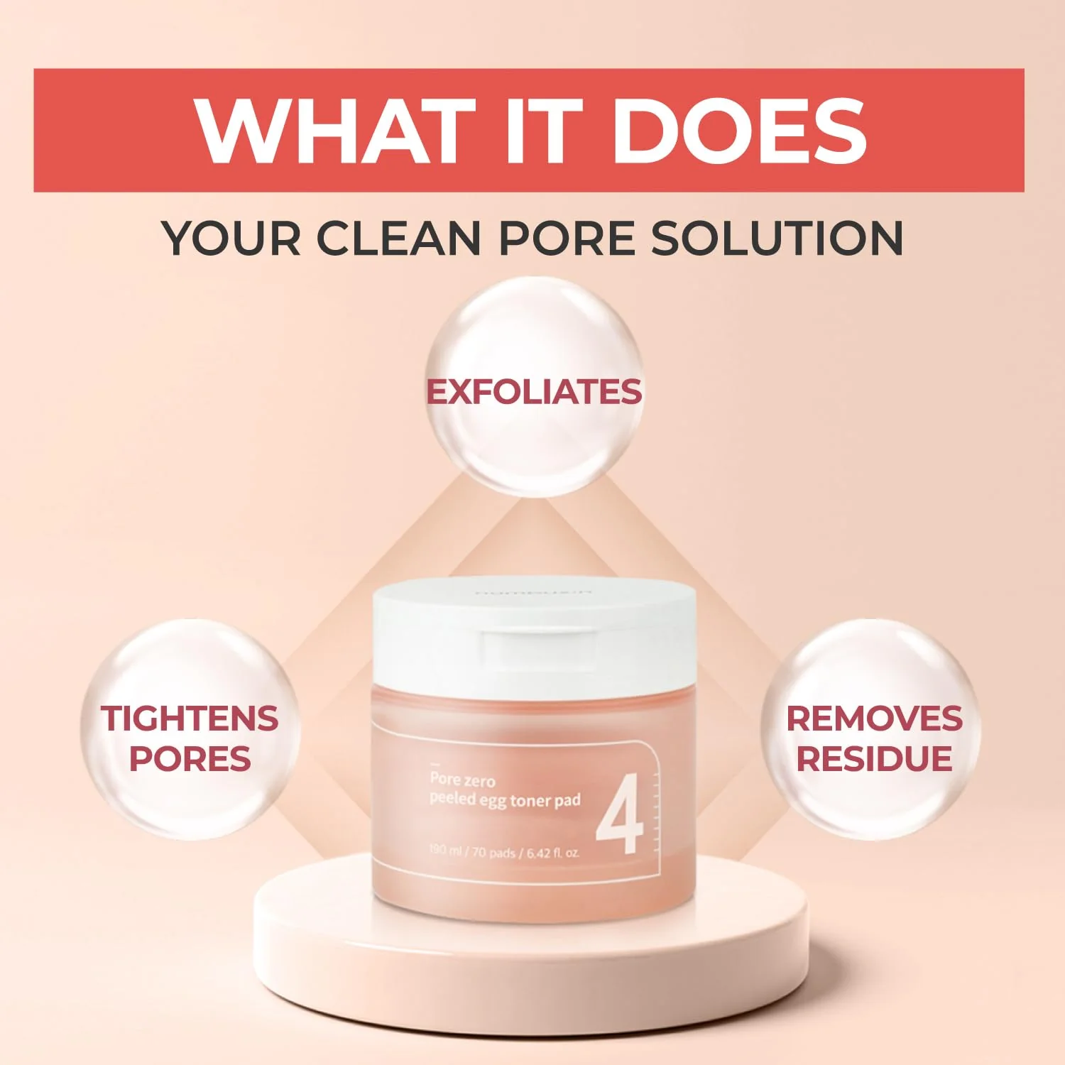 numbuzin No.4 Toner Pads | Pore Zero Peeled Egg Toner Pad | Gentle Exfoliator, PHA, LHA, Makeup Skin Prep, Panthenol | Korean Skincare for Face | 70 Pads/6.42 fl. oz. - Image 6