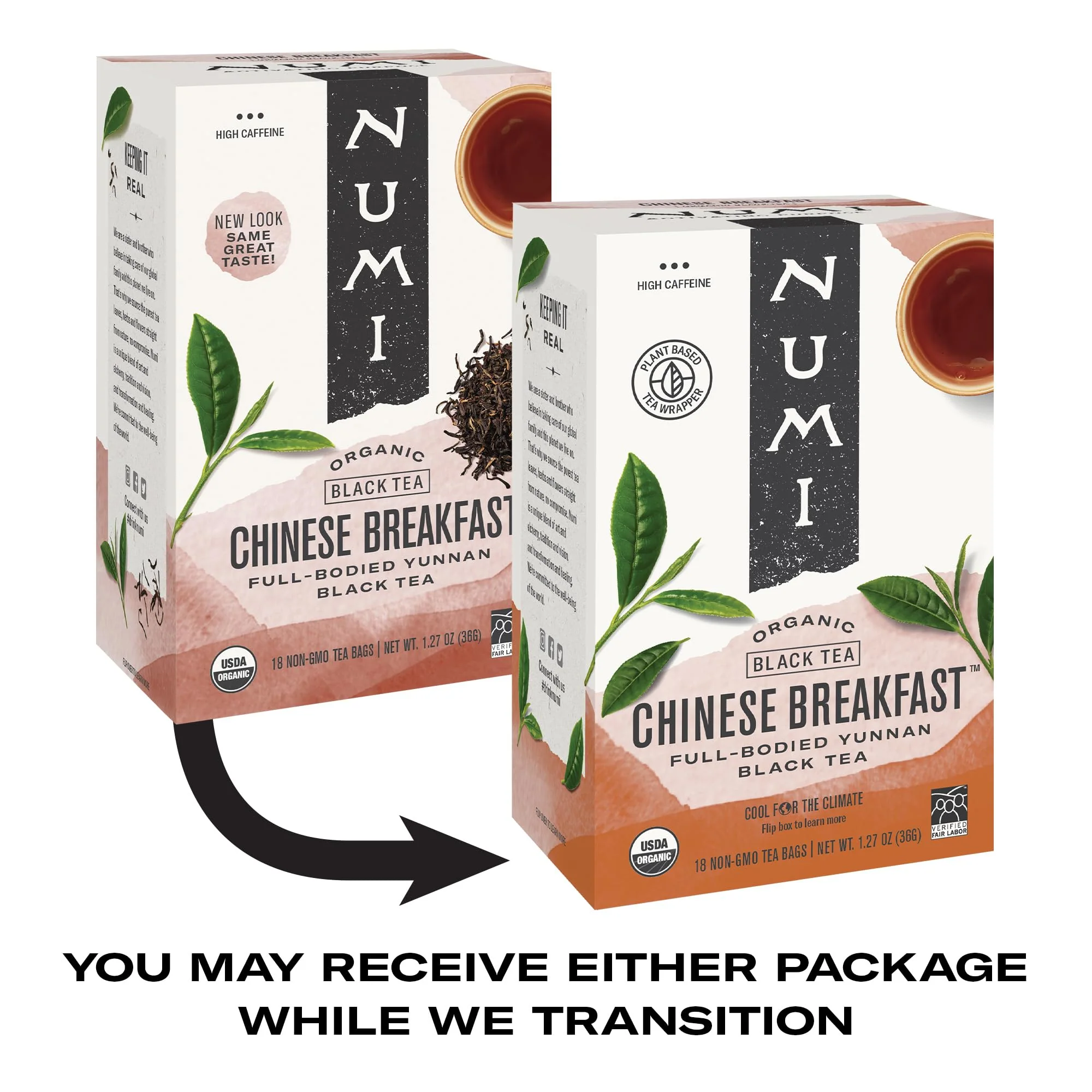 Numi Organic Chinese Breakfast Tea, 18 Tea Bags, Full Bodied Yunnan Black Tea, Caffeinated (Packaging May Vary) - Image 6