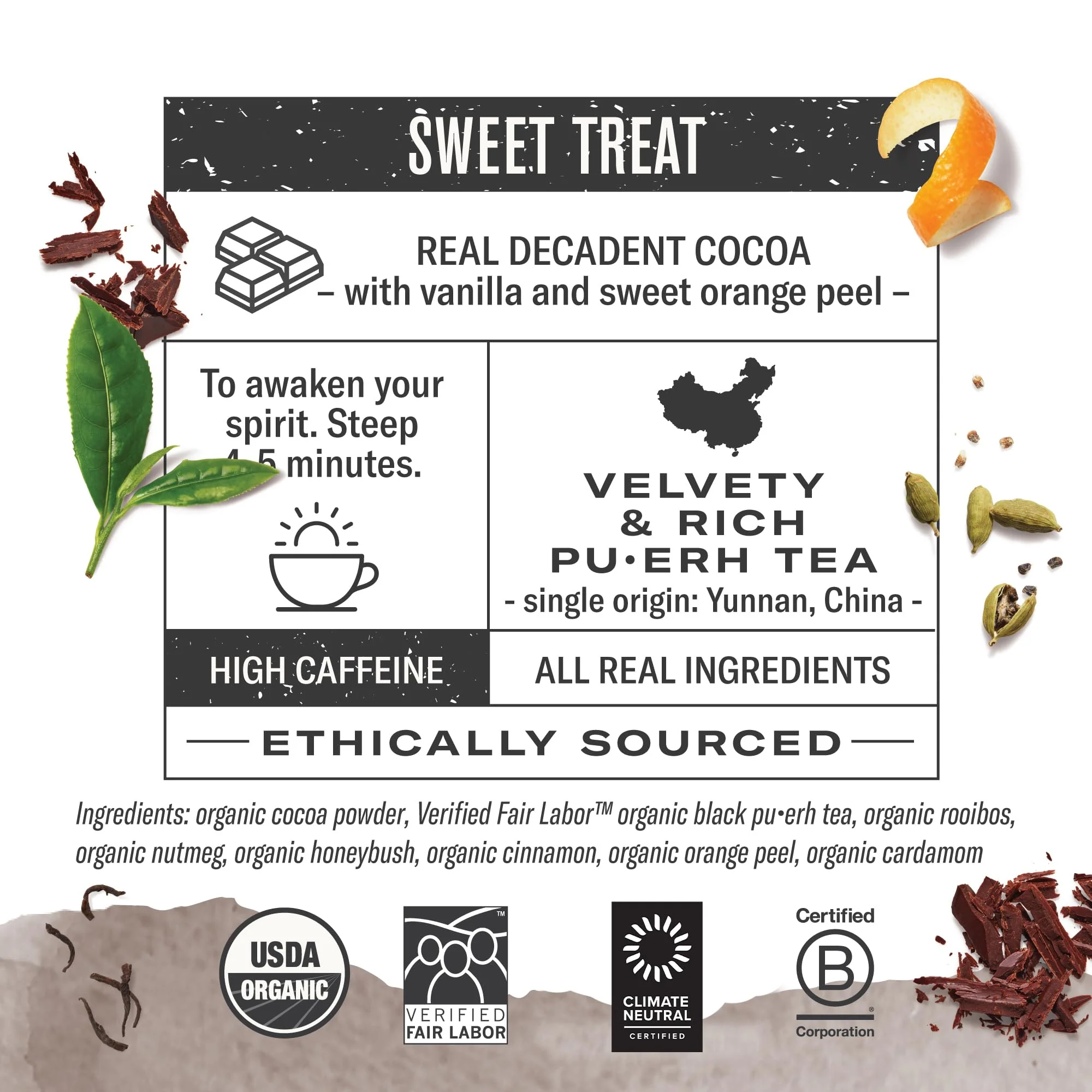 Numi Organic Chocolate Pu-erh Tea, 16 Dark Tea Bags, Aged Yunnan Pu-erh Tea with Cocoa - Image 2