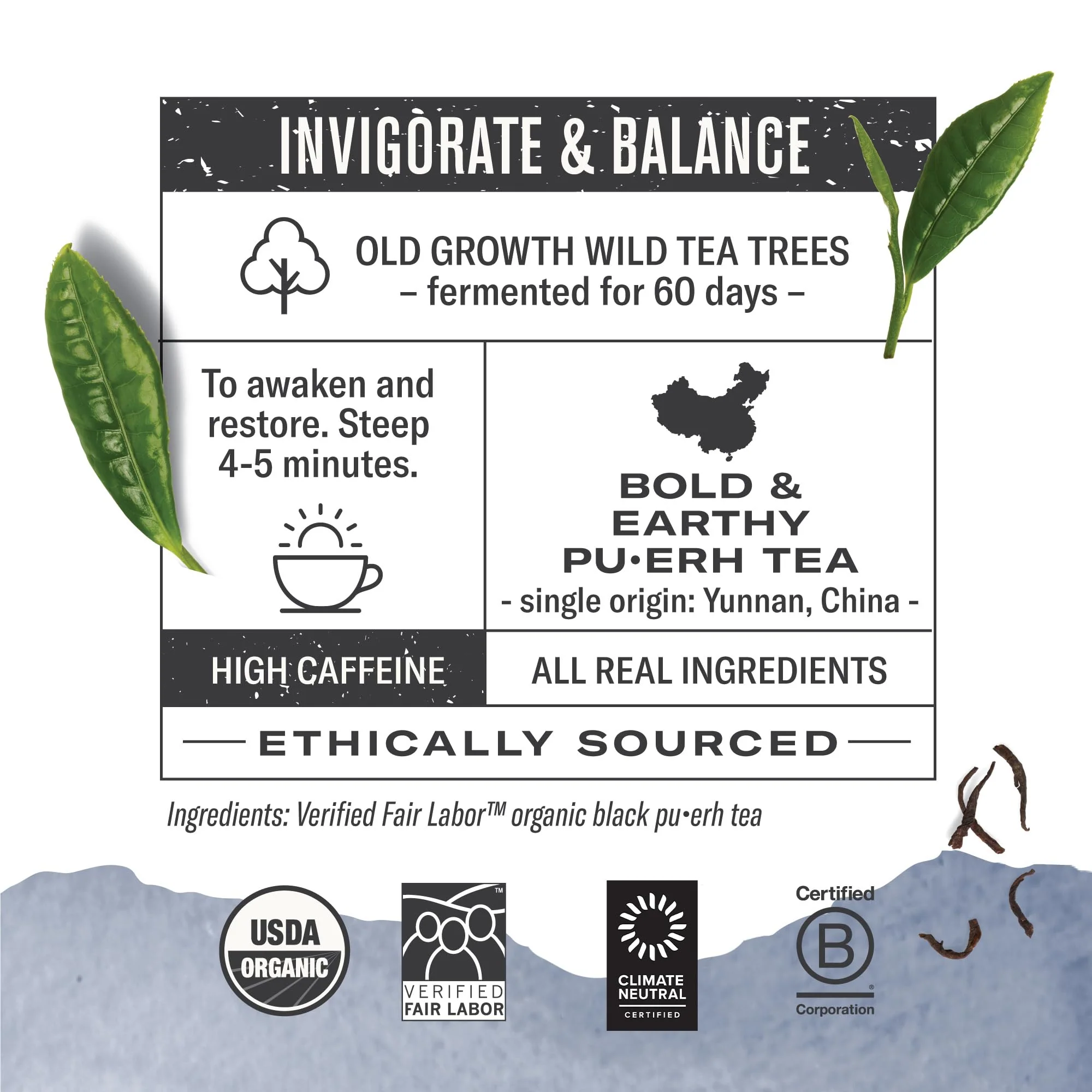 Numi Organic Emperor's Pu-erh Tea, 16 Dark Tea Bags, Aged Fermented Yunnan Black Tea, Caffeinated - Image 2