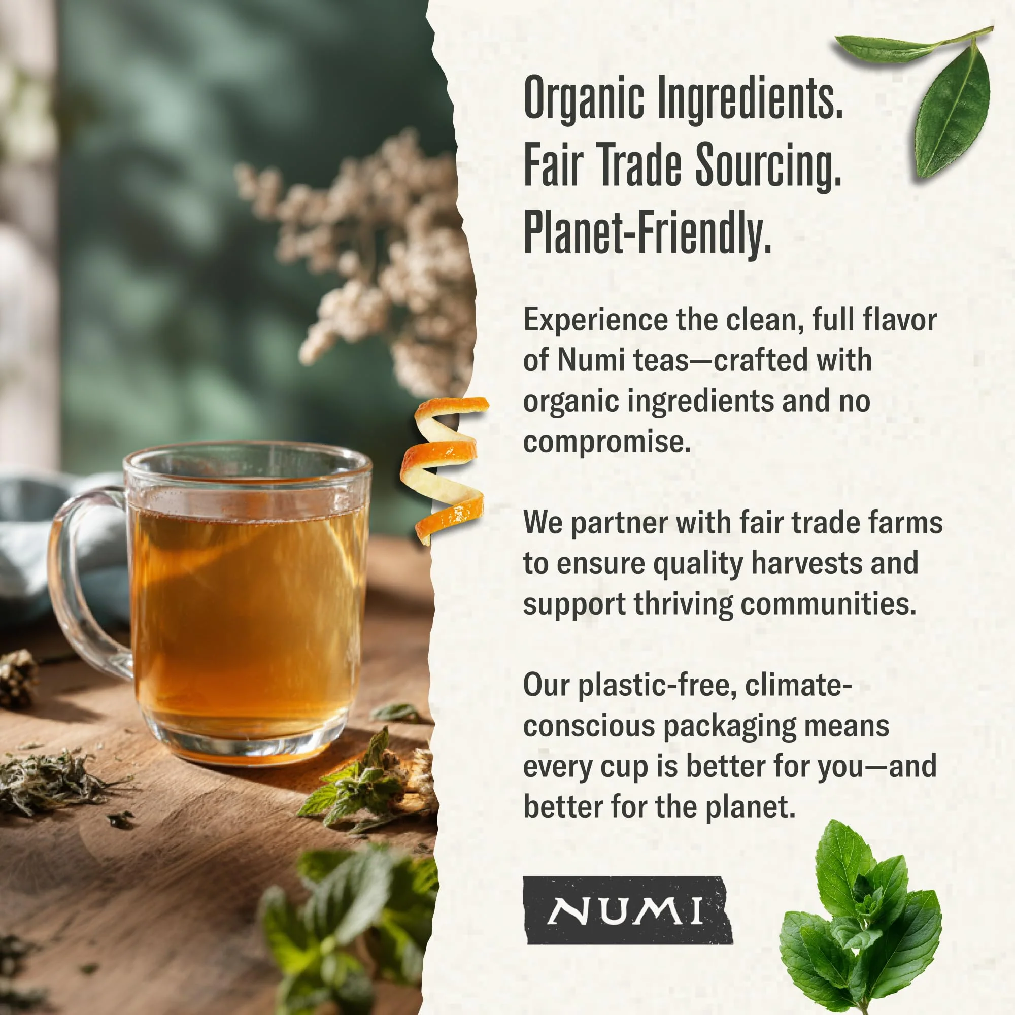 Numi Tea Organic Moroccan Mint Tea, 18 Herbal Tea Bags, Caffeine Free - Image 2