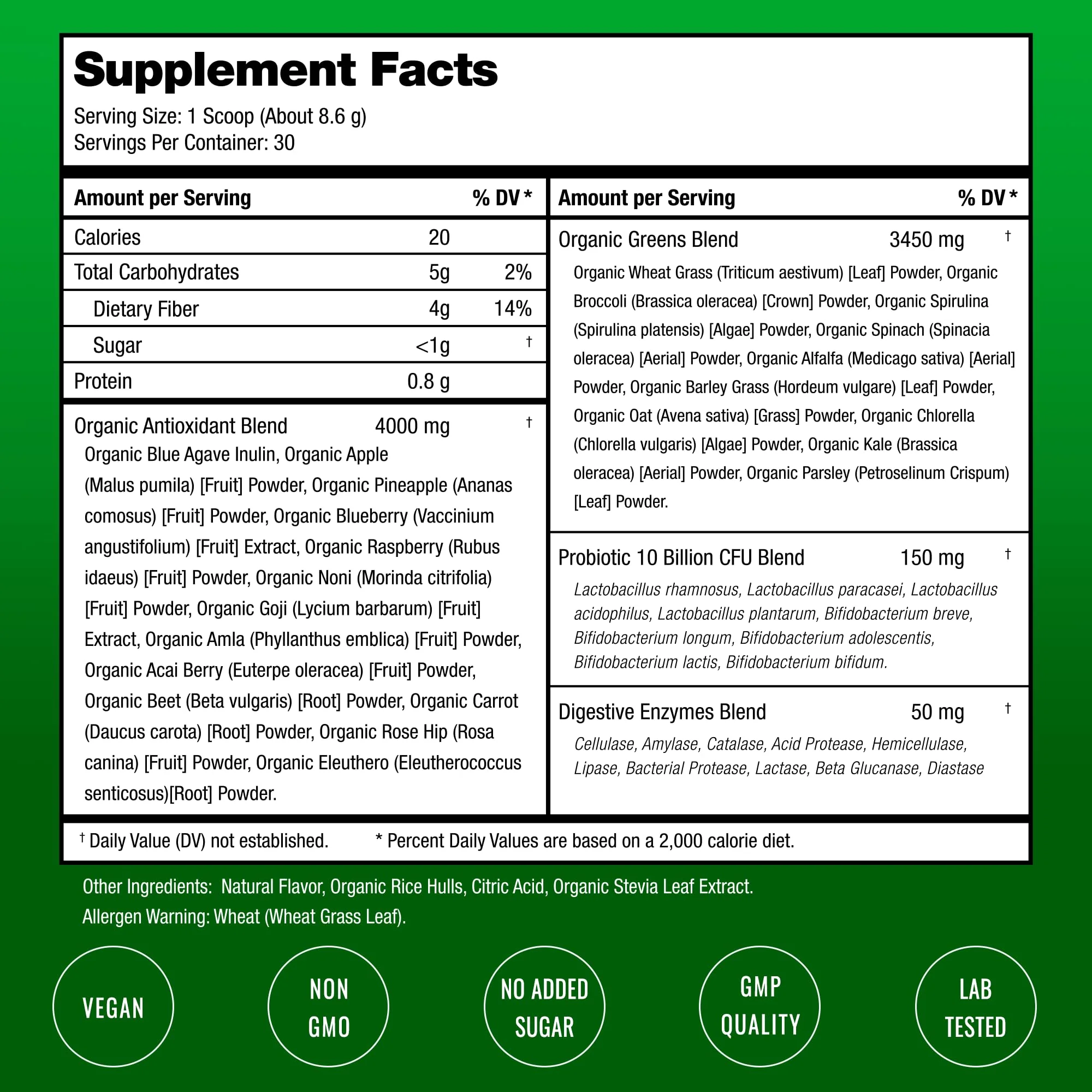 NutraChamps Super Greens Powder Premium Superfood | 20+ Organic Green Veggie Whole Foods | Wheat Grass, Spirulina, Chlorella & More | Antioxidant, Digestive Enzyme & Probiotic Blends - Image 2