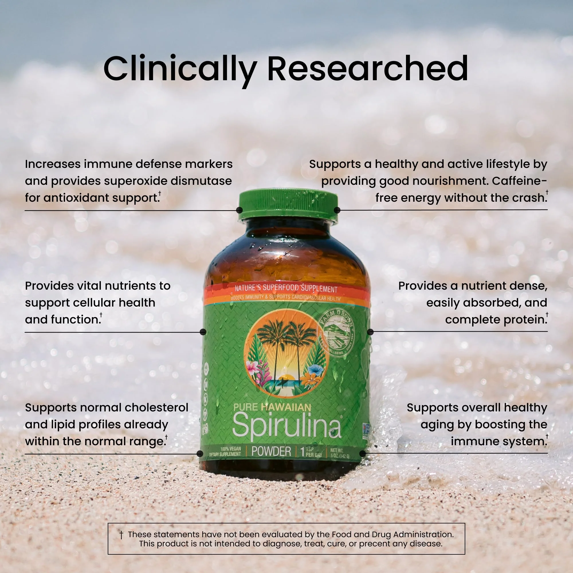 Nutrex Hawaii Pure Hawaiian Spirulina Powder - Vegan Superfood, Farm Grown in Kona, Non-GMO, Immune Support & Cellular Energy, 5 Oz - Image 7