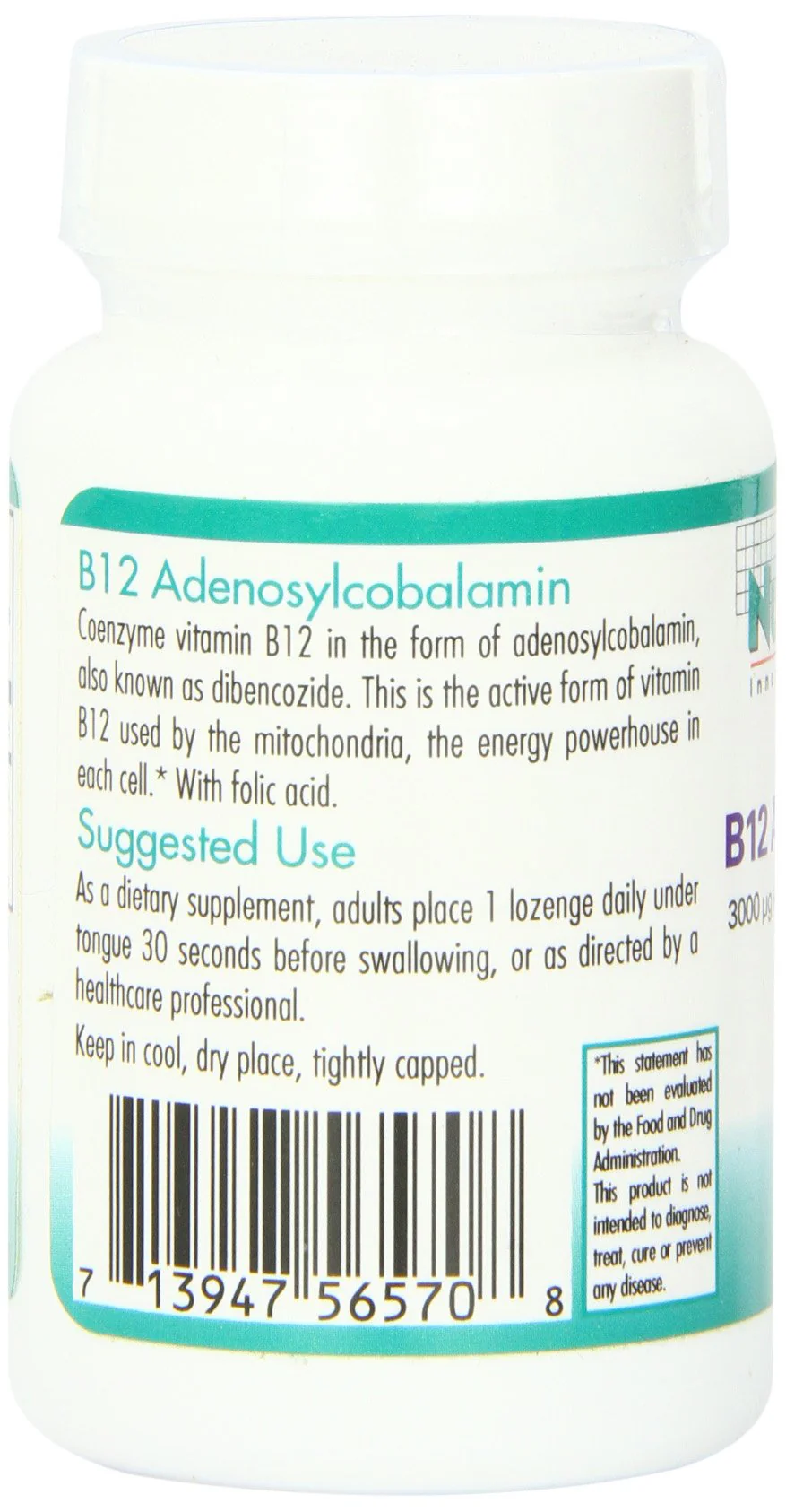 Nutricology B12 Adenosylcobalamin Supplement - with Folic Acid, Vitamin B12 3000 mcg, Folate, Pure B12, Vegetarian Lozenges - 60 Count - Image 6