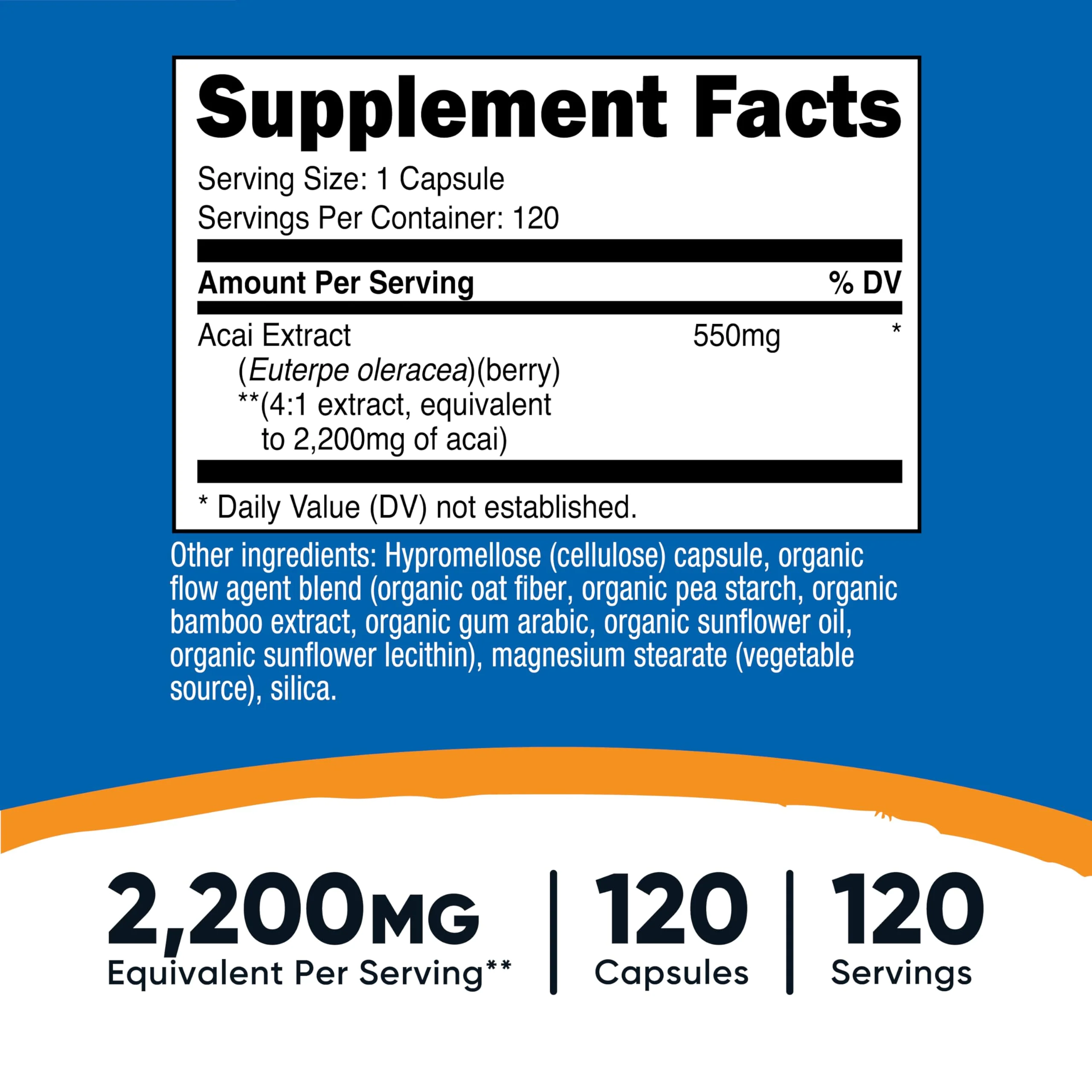 Nutricost Acai Extract 2,200mg, 120 Vegetarian Capsules (Euterpe Oleracea) from 550mg of 4:1 Extract - Non-GMO, Gluten Free - Image 5