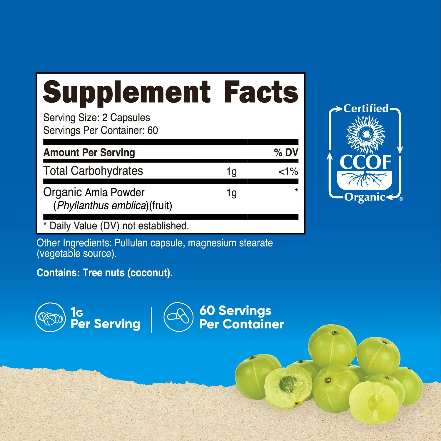 Nutricost Amla 1000mg, 120 Vegetarian Capsules - CCOF Certified Made with Organic, Non-GMO, Gluten Free, 60 Servings - Image 6