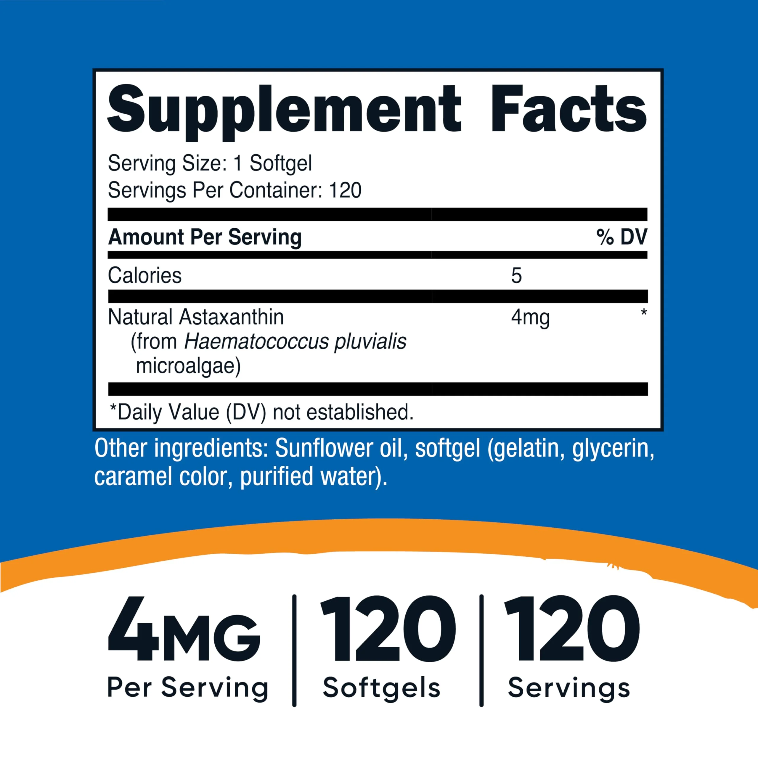 Nutricost Astaxanthin 4mg, Gluten Free and Non-GMO, 120 Softgels (4 Month Supply) - Image 5