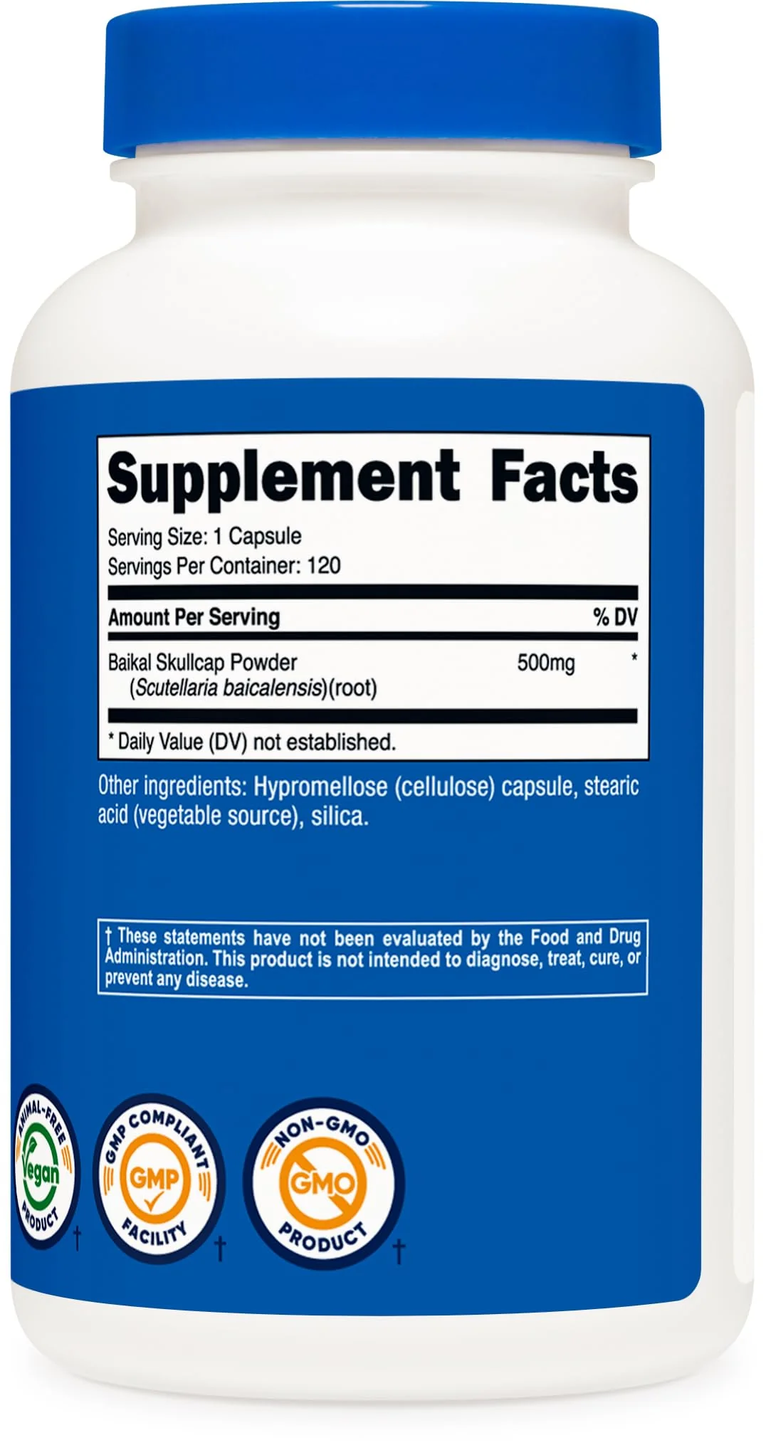 Nutricost Baikal Skullcap 500mg, 120 Vegetarian Capsules - Non-GMO, Gluten Free - Image 2