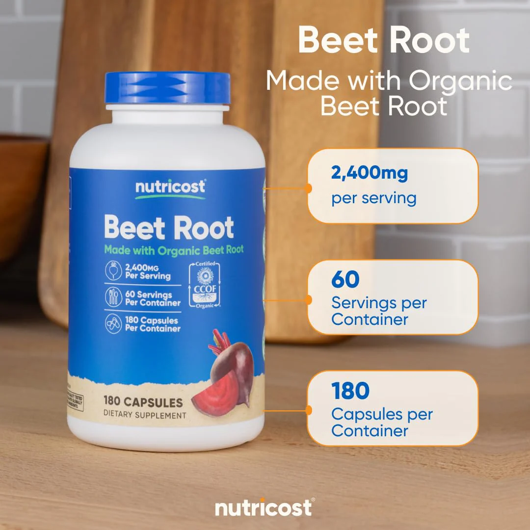 Nutricost Beet Root 2400mg, 180 Capsules - CCOF Certified Made with Organic Beet Root, Superfood, 60 Servings - Image 4