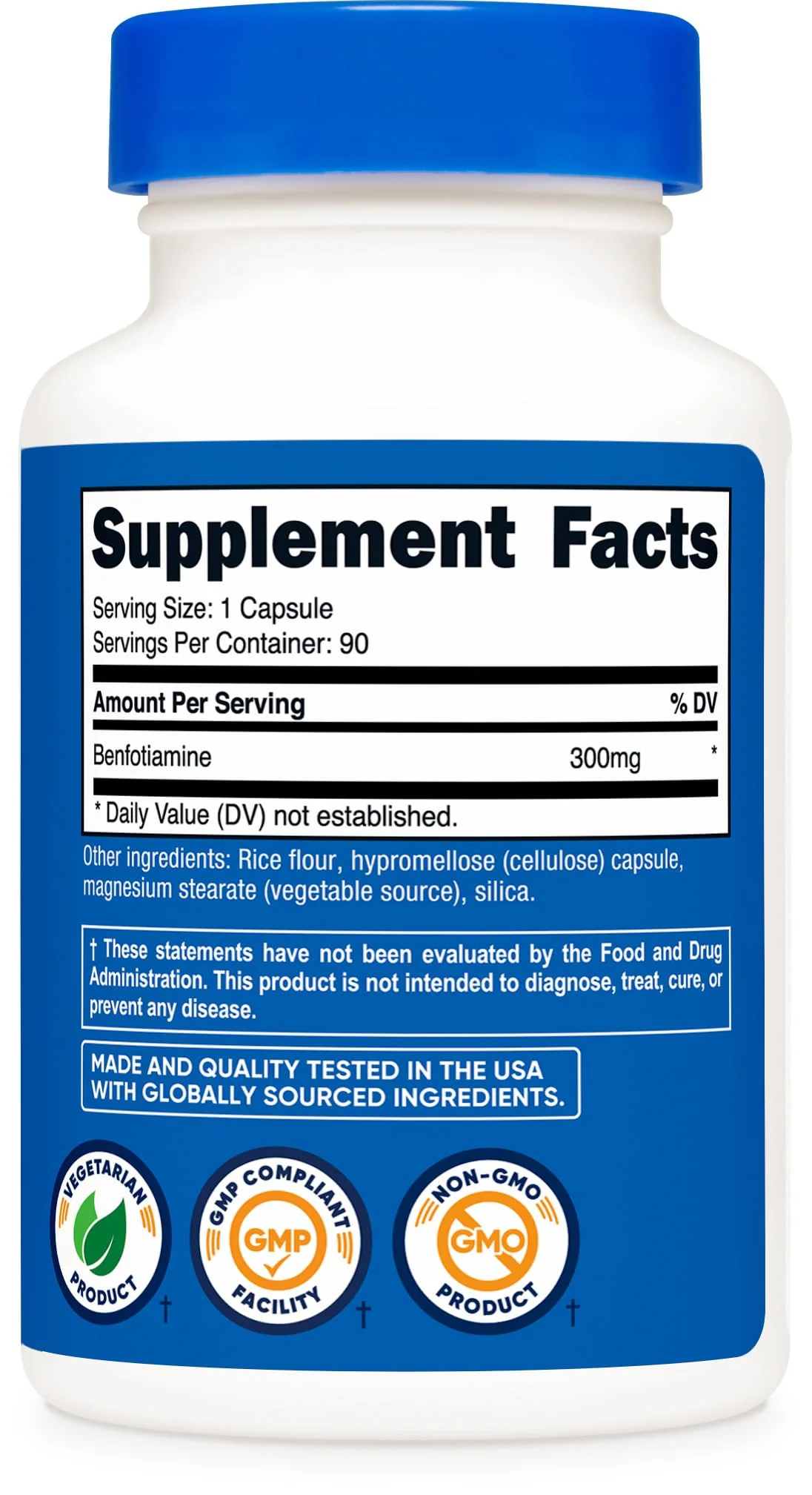 Nutricost Benfotiamine 300mg, 90 Capsules - Gluten Free, Non-GMO, and Vegetarian Friendly Fat Soluble Vitamin B1 - Image 2