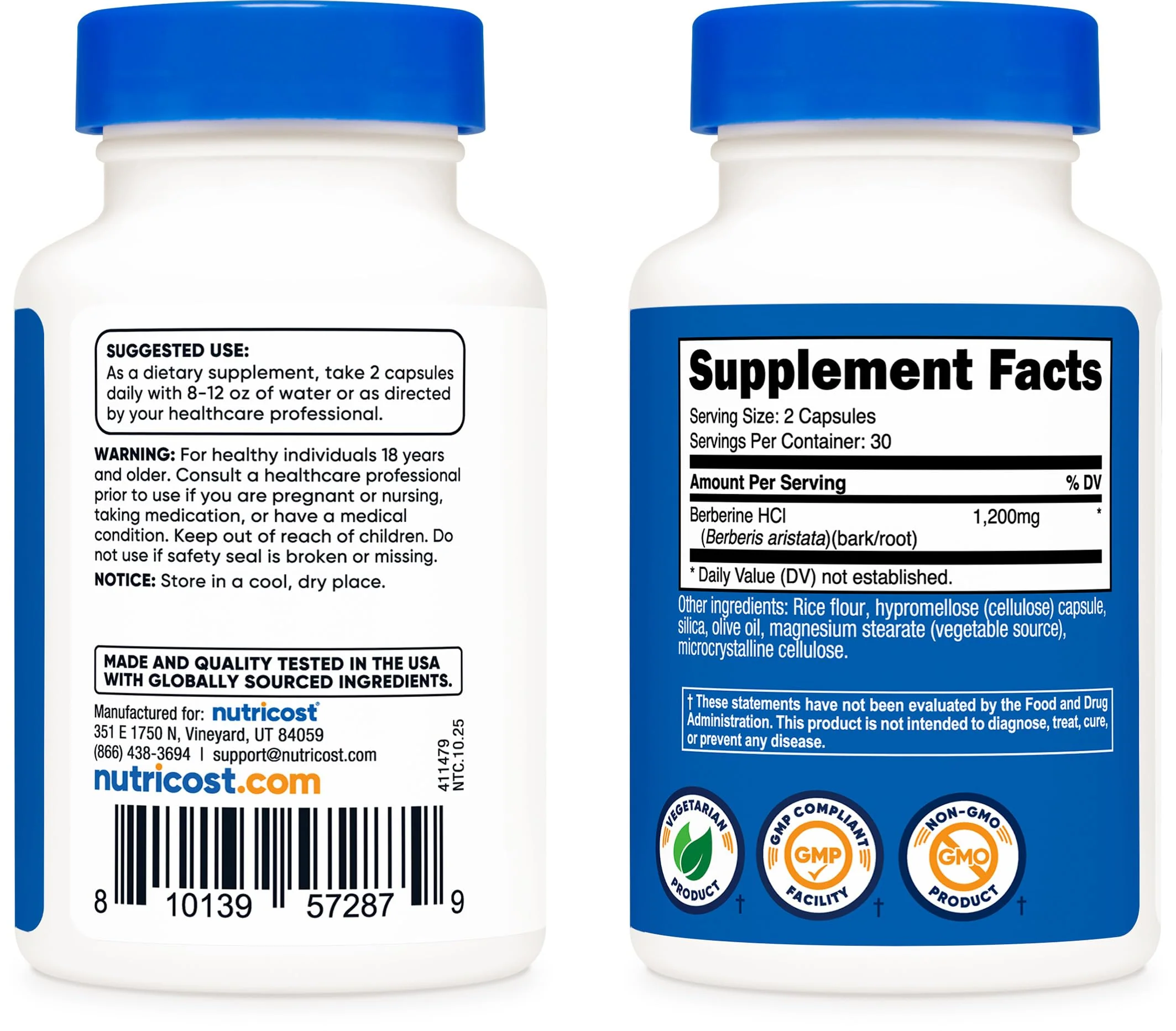 Nutricost Berberine HCl 1200mg , 60 Vegetarian Capsules - Gluten Free & Non-GMO - Image 4