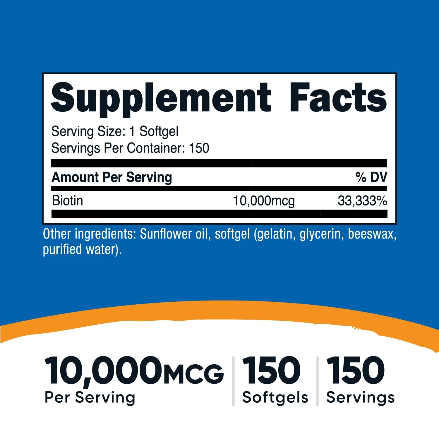 Nutricost Biotin (10,000mcg) 150 Softgels - Gluten Free, Non-GMO - Image 5