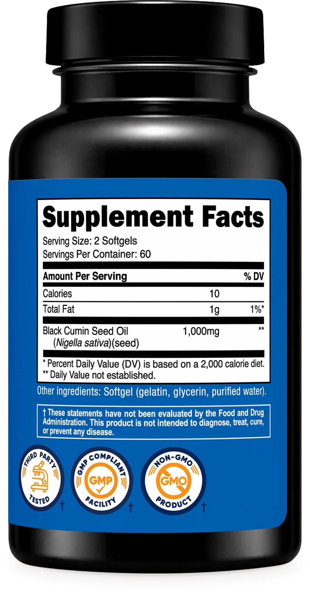 Nutricost Black Seed Oil (Cumin) - Cold Pressed, Source of Omega 3 6 9-120 Softgels, 1000mg Per Serving, 60 Servings - Non-GMO and Gluten Free - Image 5