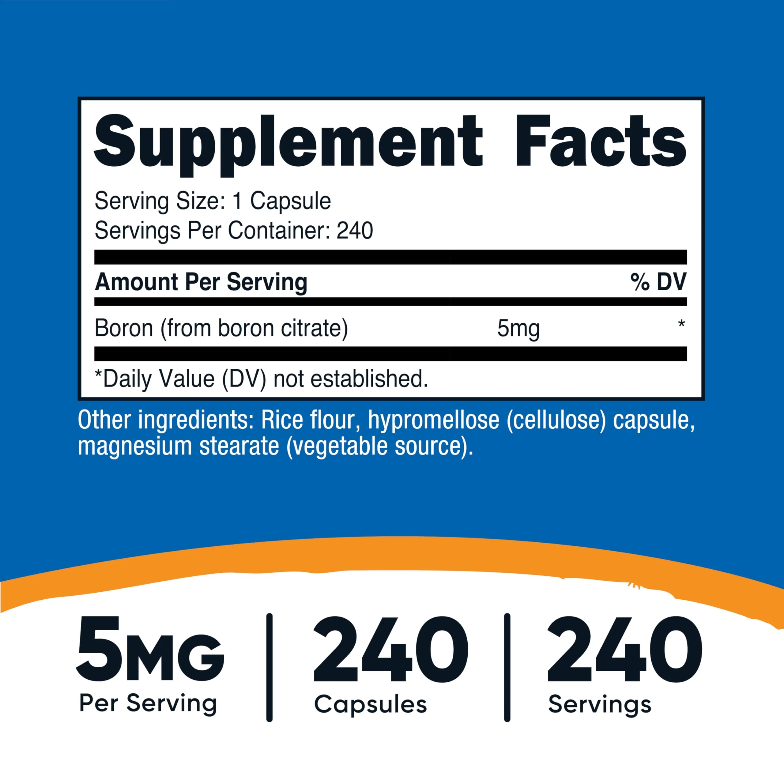Nutricost Boron Capsules 5mg, 240 Vegetarian Capsules - Gluten Free and Non-GMO - Image 6