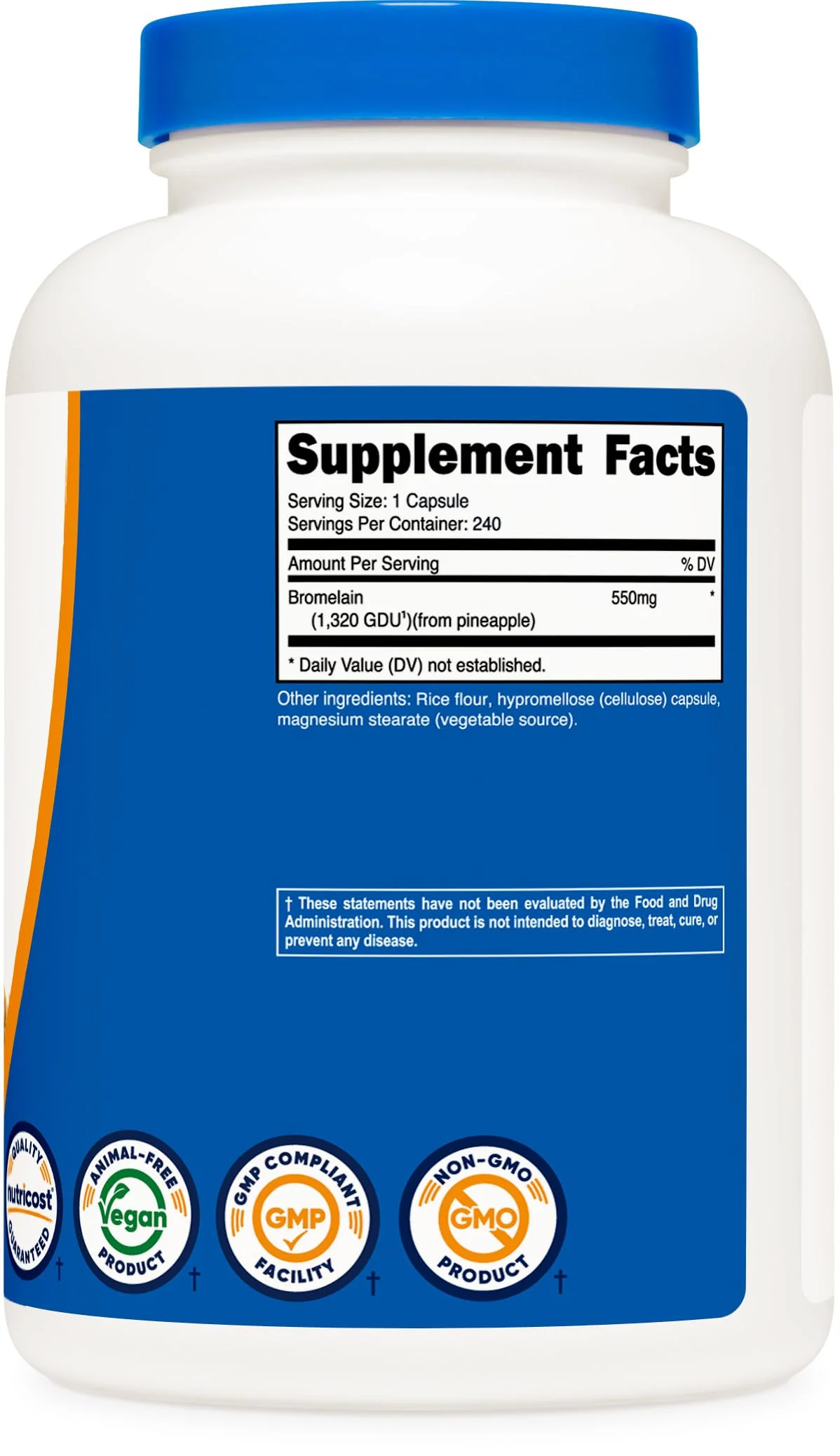 Nutricost Bromelain Capsules (240 Capsules) - 550 MG Per Serving, Vegan, Non-GMO, GMP Compliant - Image 2