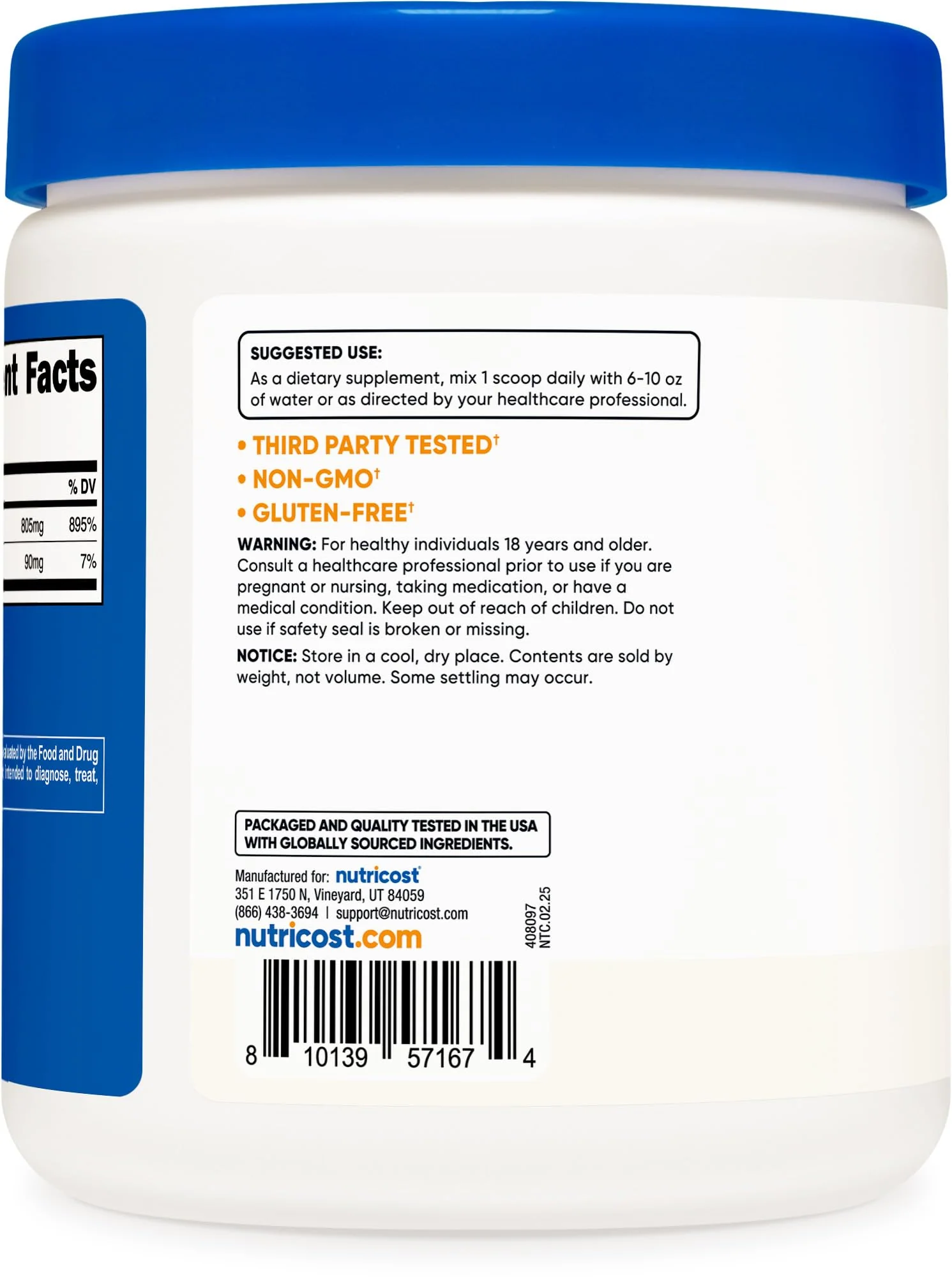 Nutricost Calcium Ascorbate Powder 250G (Unflavored, 250 Servings) - Vitamin C and Calcium Complex, Non-GMO, Vegan - Image 3