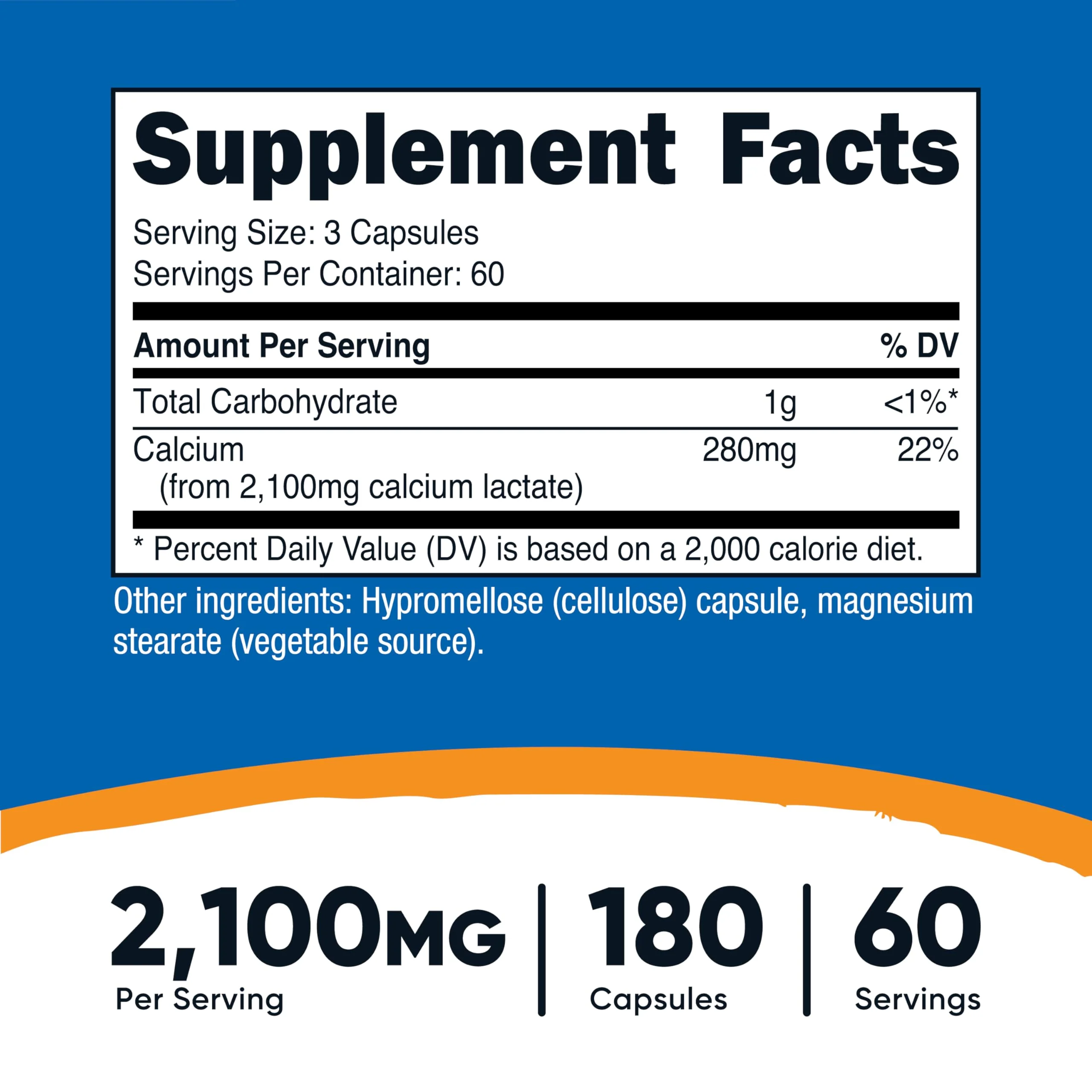 Nutricost Calcium Lactate 2,100mg; 180 Capsules - Vegan, Non-GMO and Gluten Free, 60 Servings - Image 5