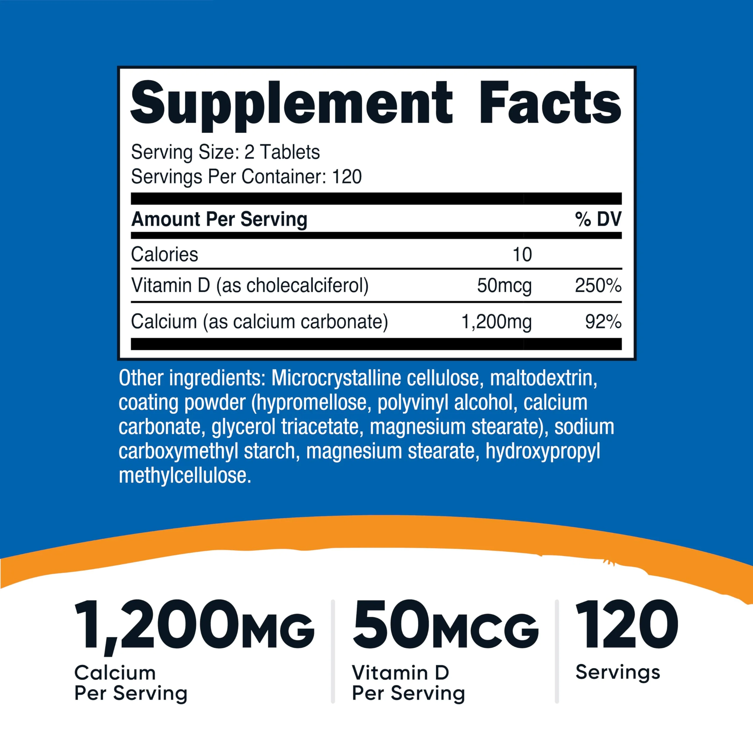 Nutricost Calcium with Vitamin D, 240 Tablets - Calcium (1200mg) Vitamin D (50mcg) Per Serving - Non-GMO, Gluten Free - Image 8